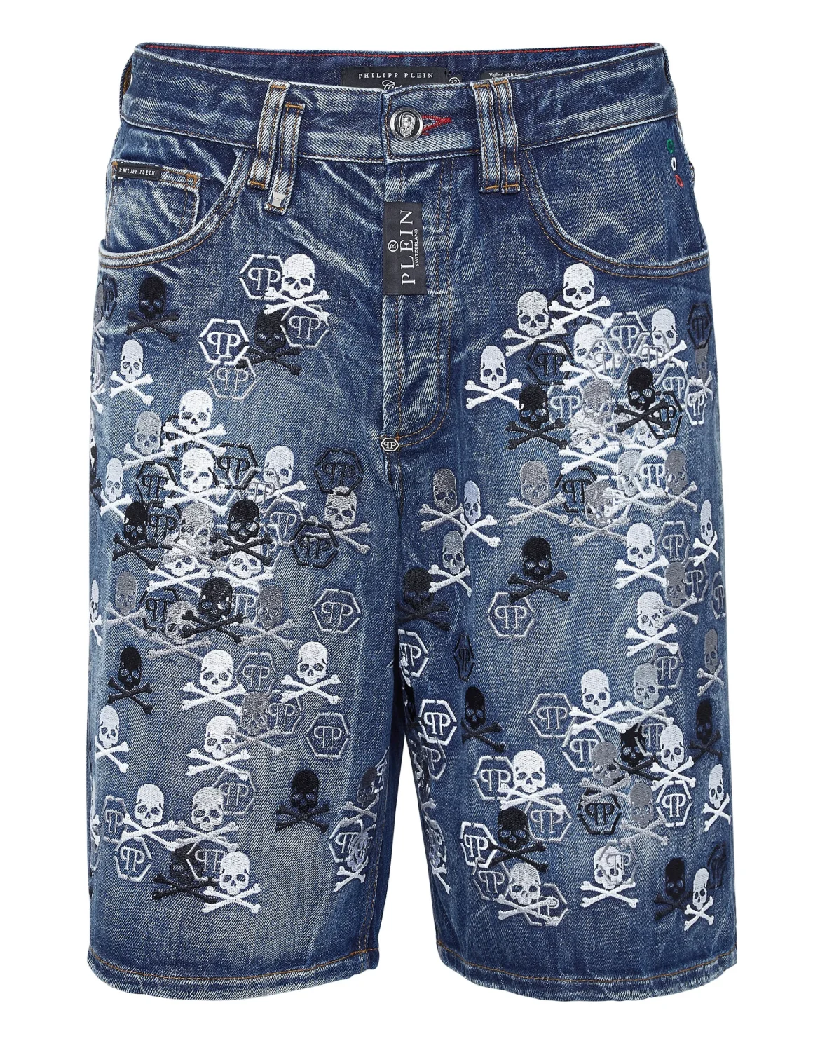 Denim Capri Shorts Skull, цвет: Синий