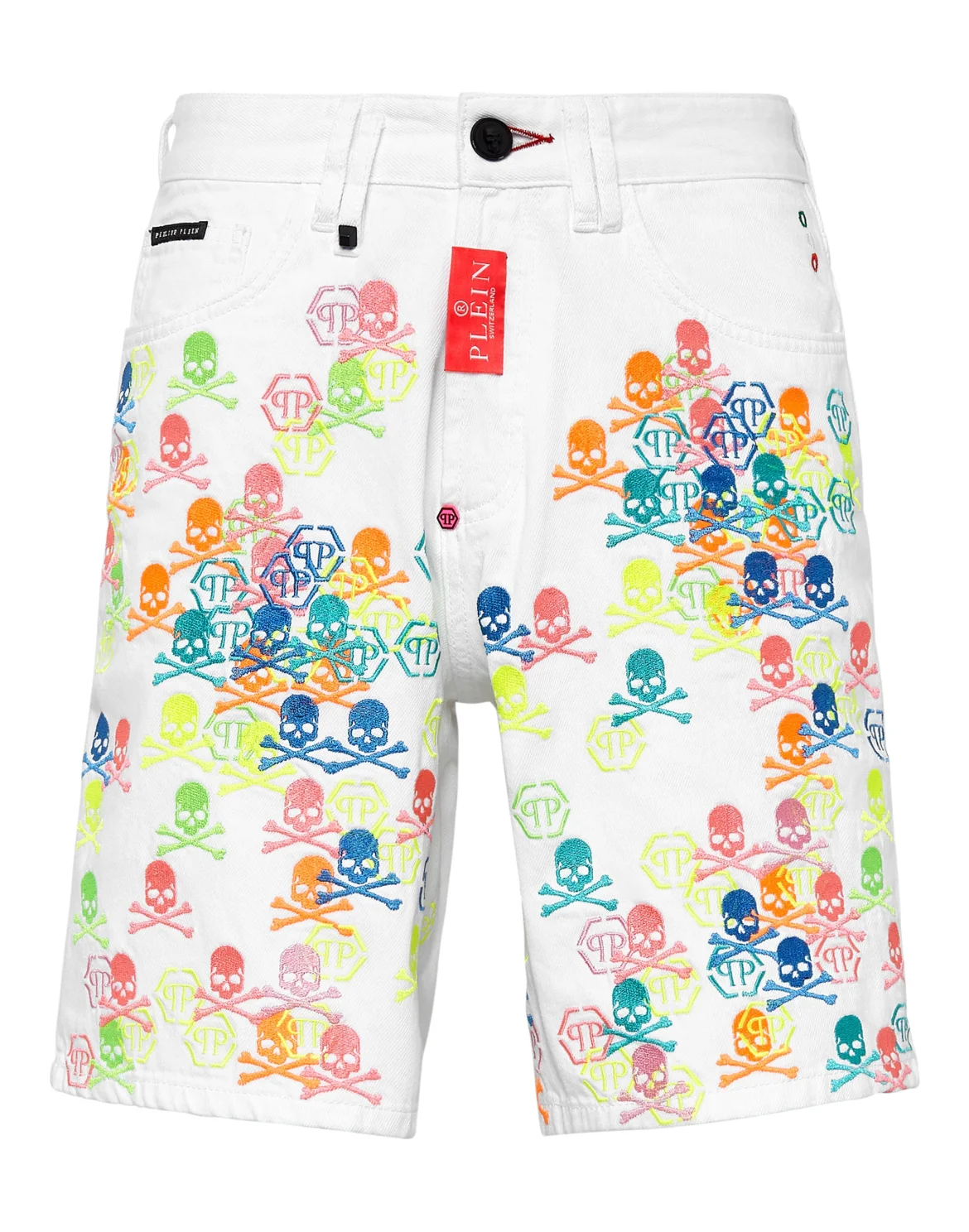 Denim Capri Shorts Skull, цвет: Белый