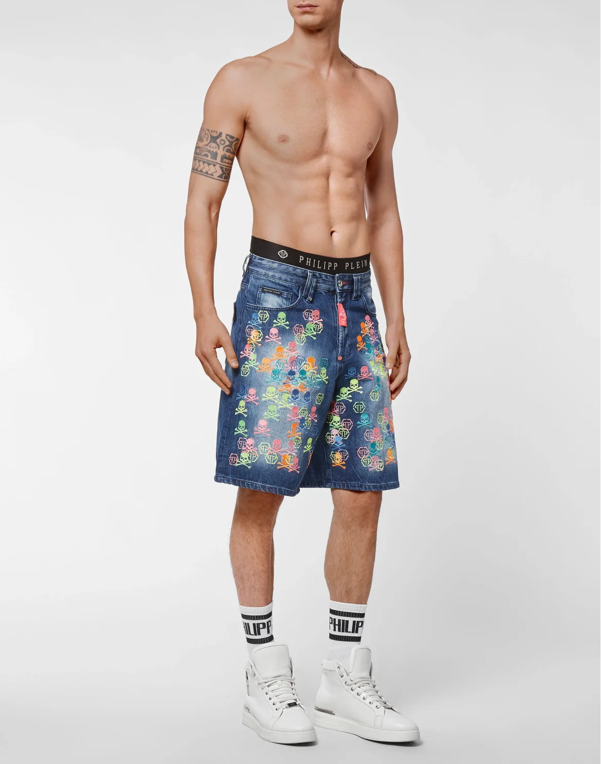 Denim Capri Shorts Skull, цвет: Синий