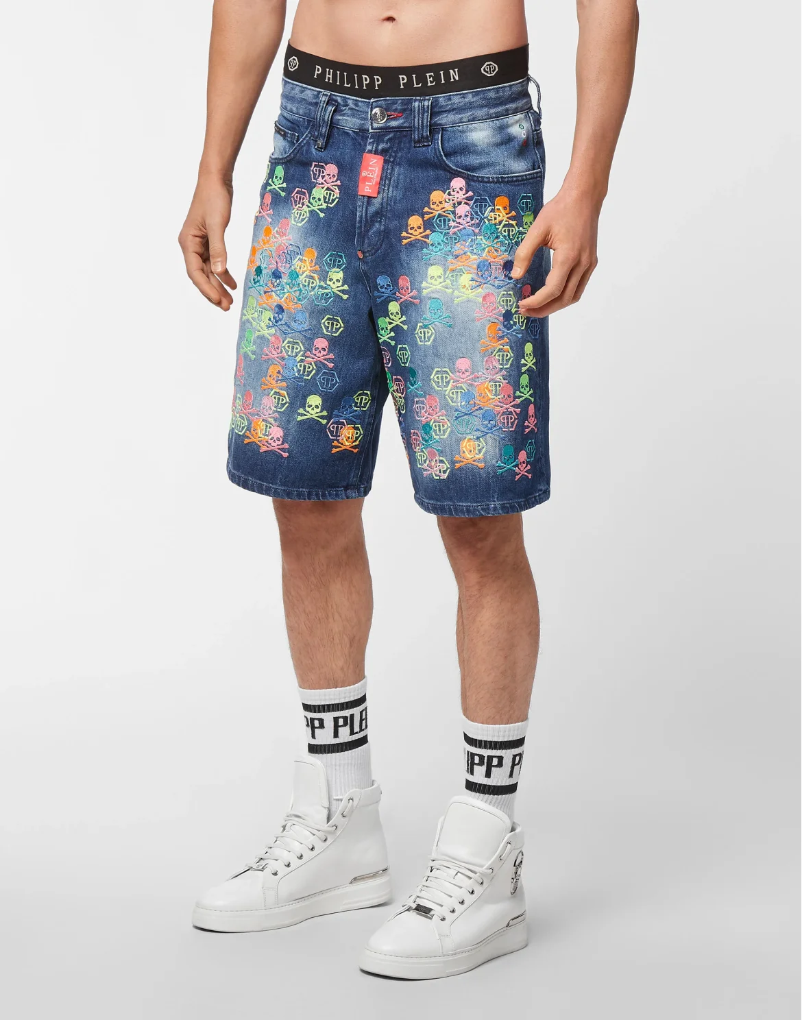 Denim Capri Shorts Skull, цвет: Синий