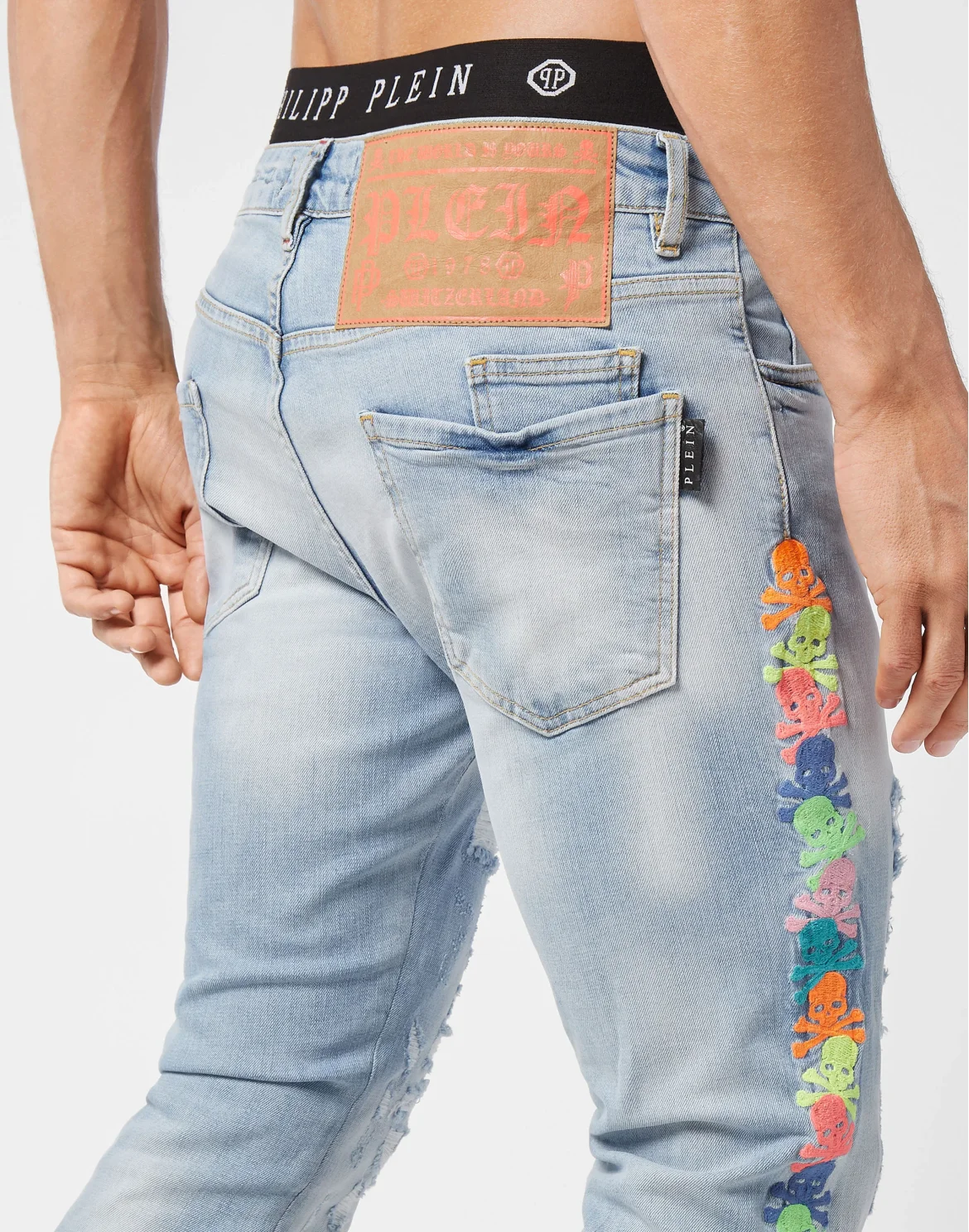 Denim Trousers Super Straight Cut Skull, цвет: Голубой