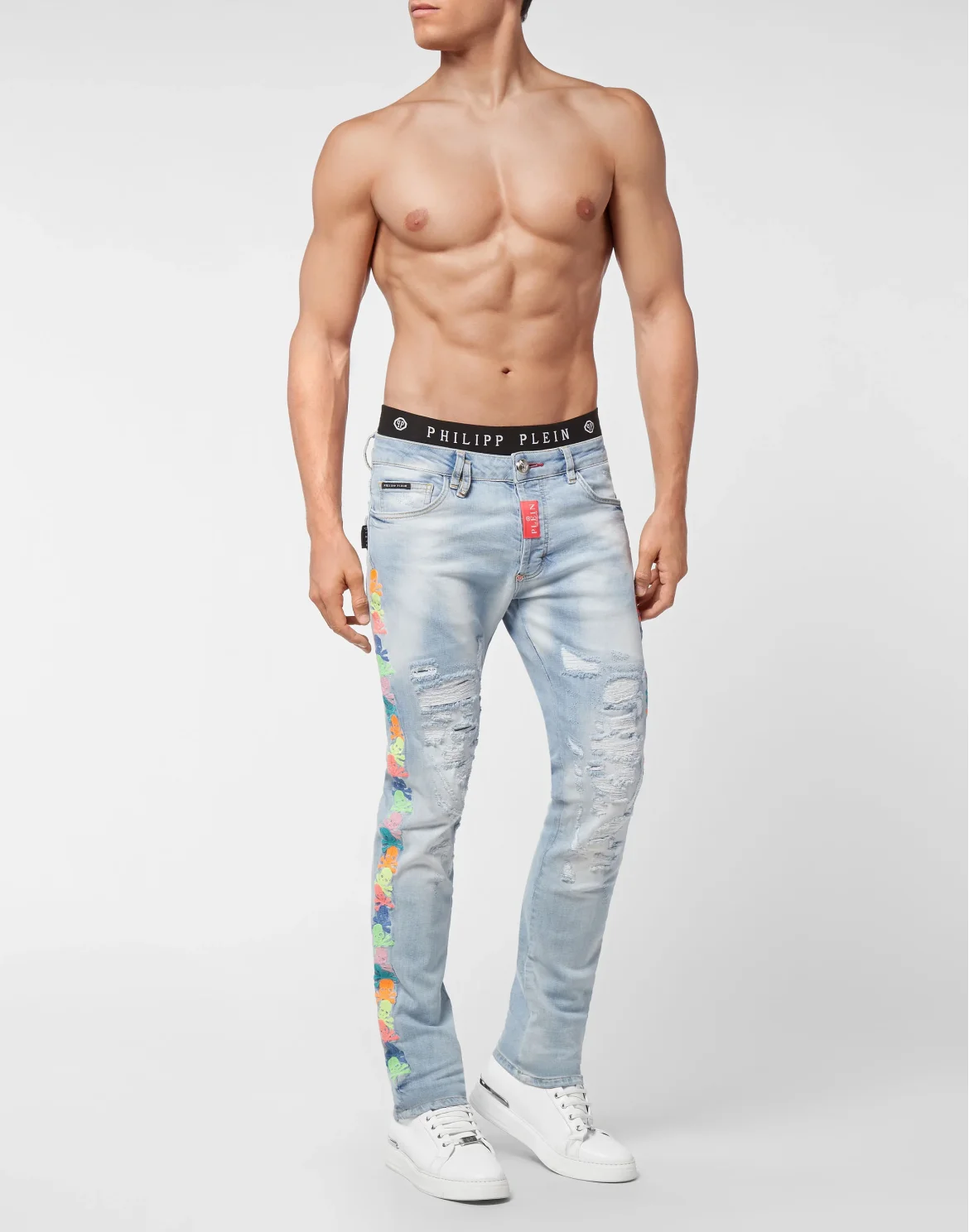 Denim Trousers Super Straight Cut Skull, цвет: Голубой