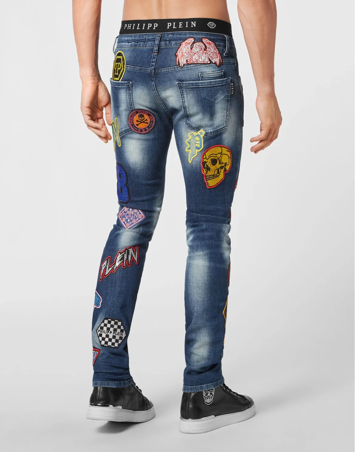 Denim Trousers Super Straight Cut Patches, цвет: Синий