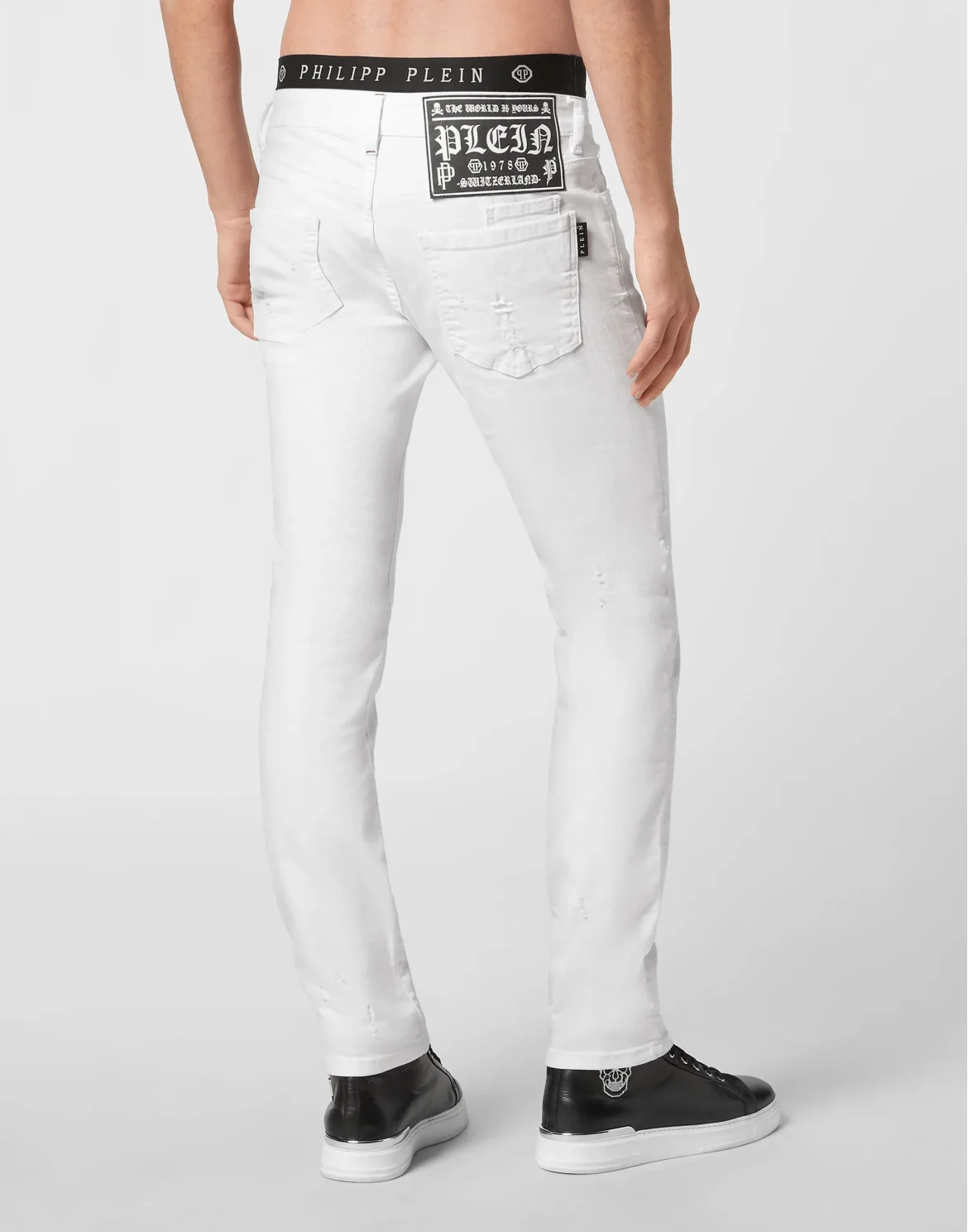Denim Trousers Super Straight Cut Skull, цвет: Белый
