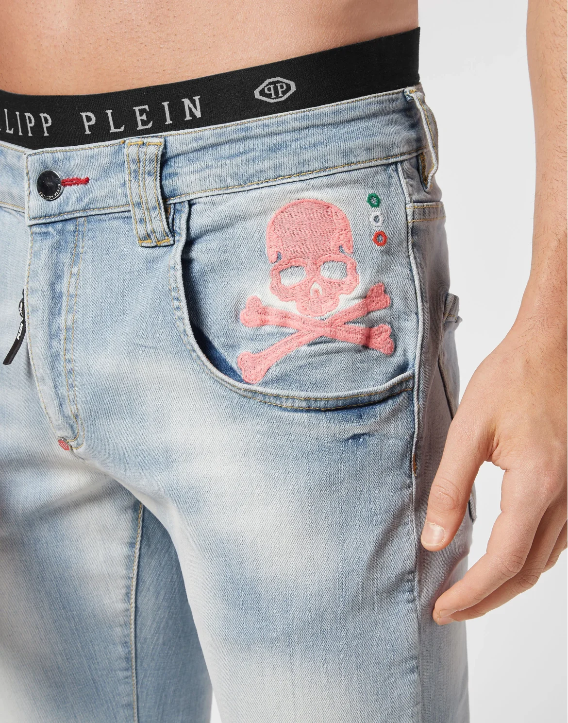 Denim Trousers Super Straight Cut Skull, цвет: Голубой