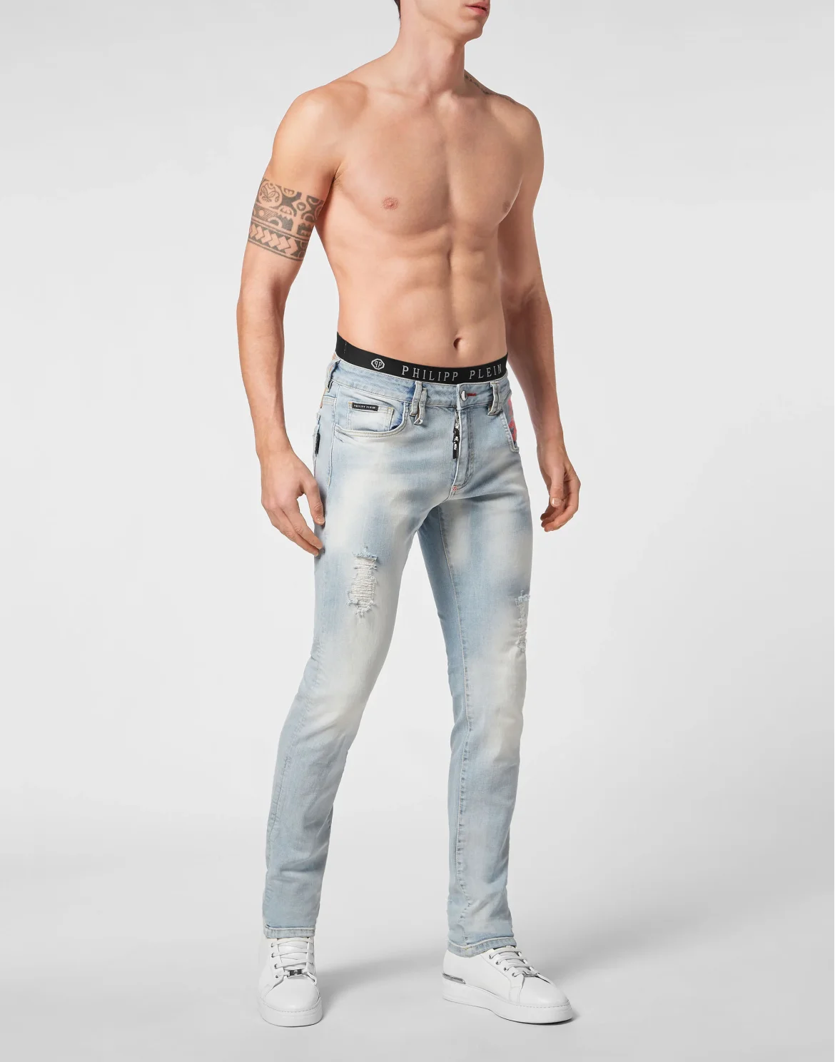 Denim Trousers Super Straight Cut Skull, цвет: Голубой