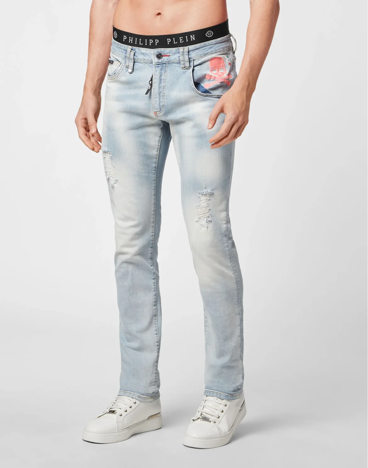 Denim Trousers Super Straight Cut Skull, цвет: Голубой