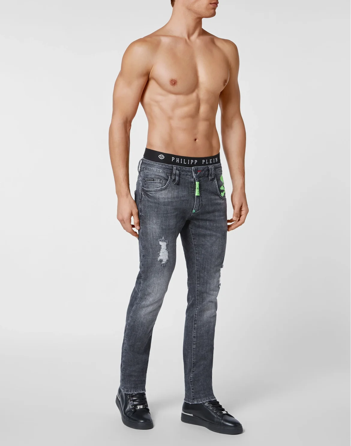 Denim Trousers Super Straight Cut Skull, цвет: Серый