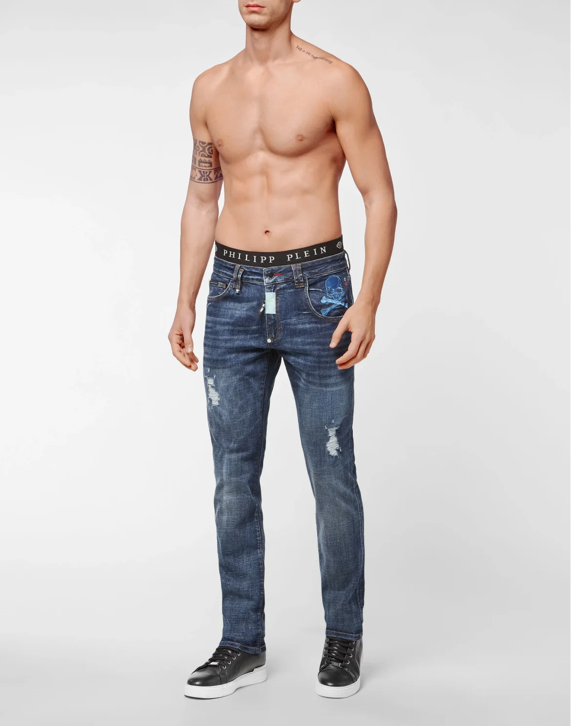 Denim Trousers Super Straight Cut Skull, цвет: Синий
