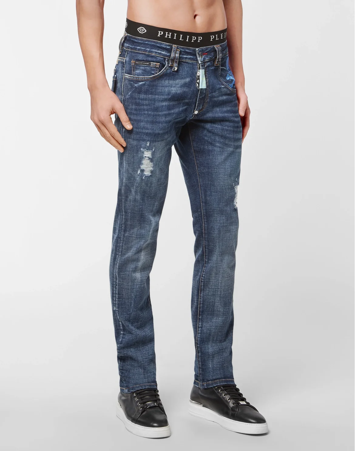 Denim Trousers Super Straight Cut Skull, цвет: Синий