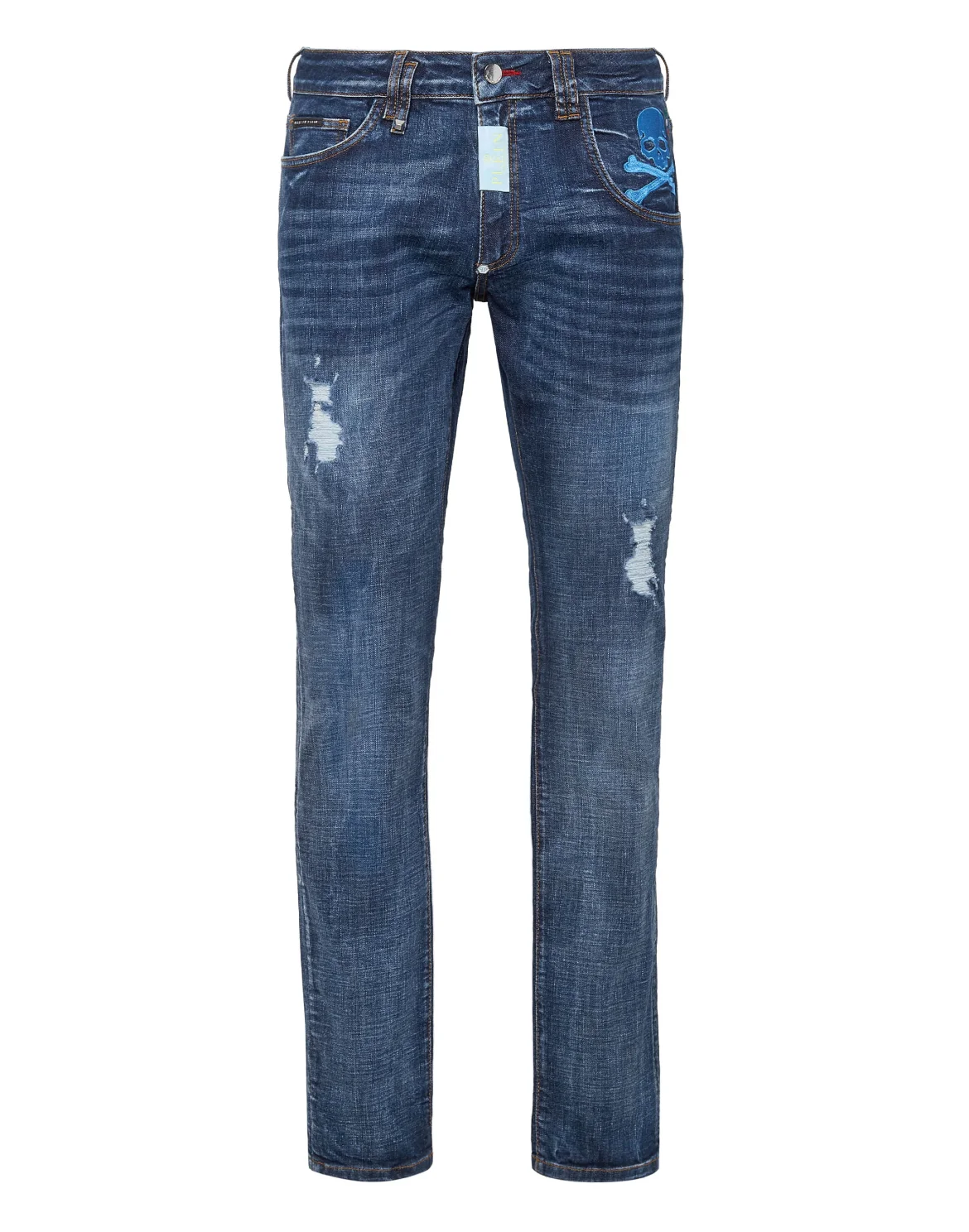 Denim Trousers Super Straight Cut Skull, цвет: Синий