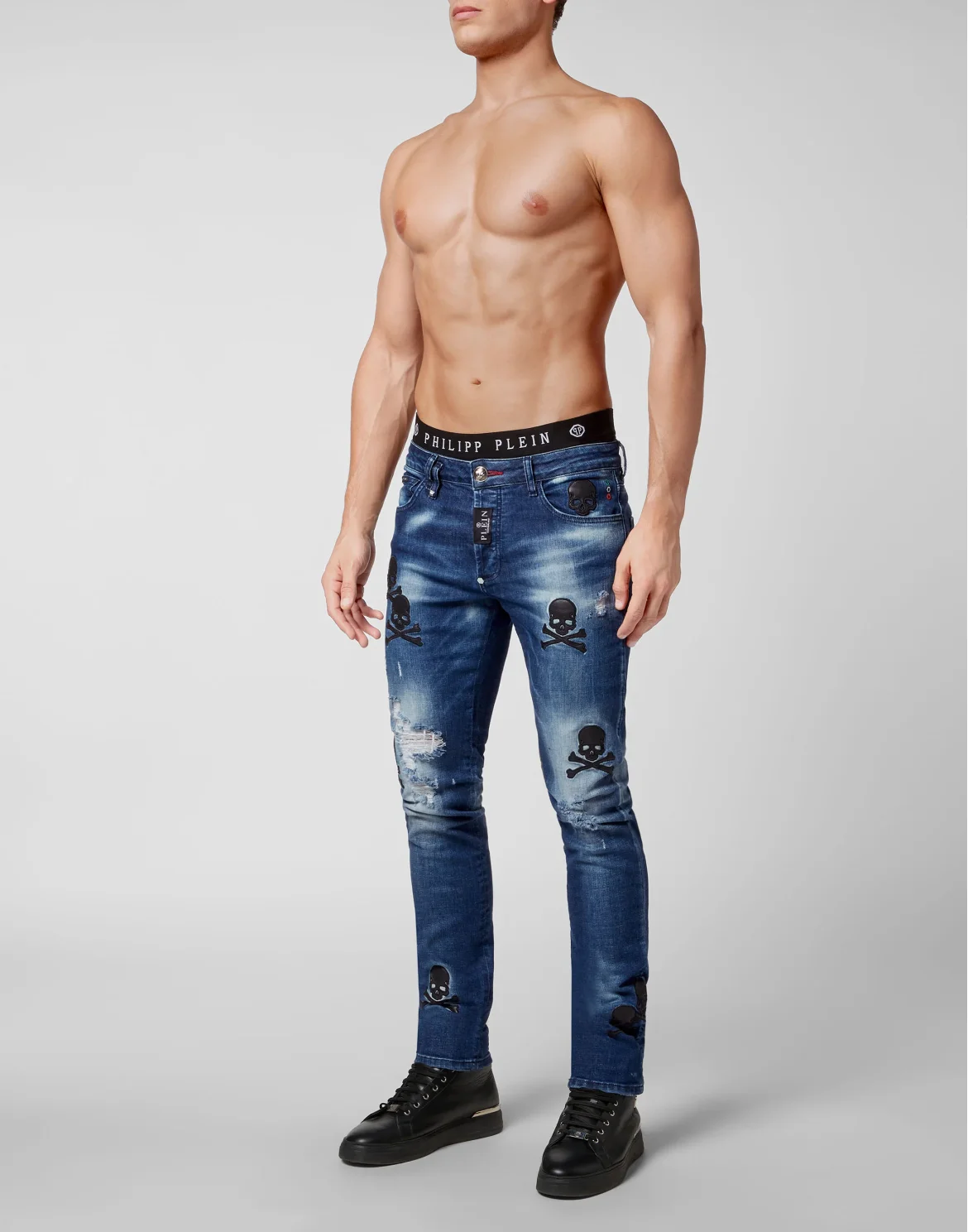 Denim Trousers Super Straight Cut Skull, цвет: Синий