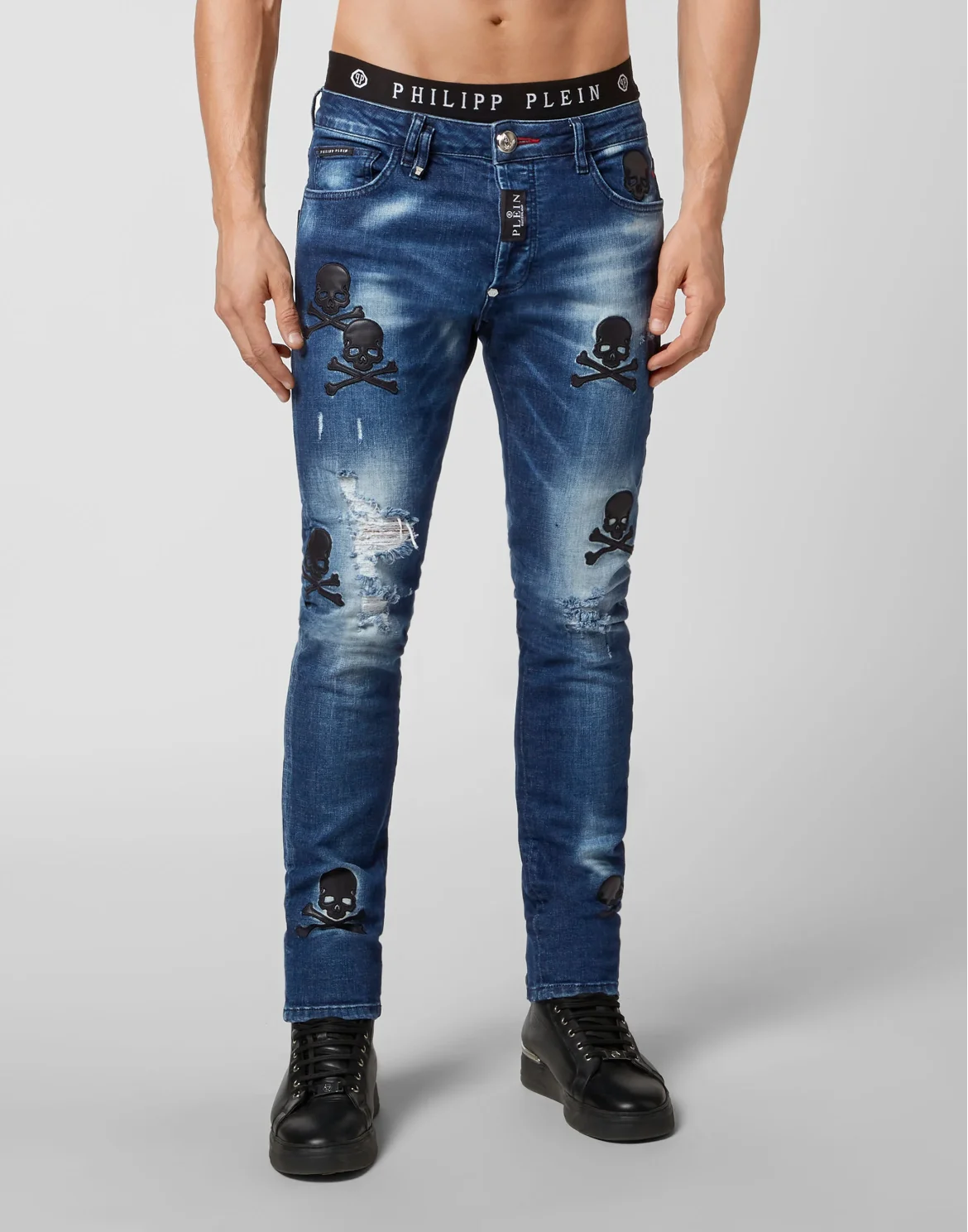 Denim Trousers Super Straight Cut Skull, цвет: Синий