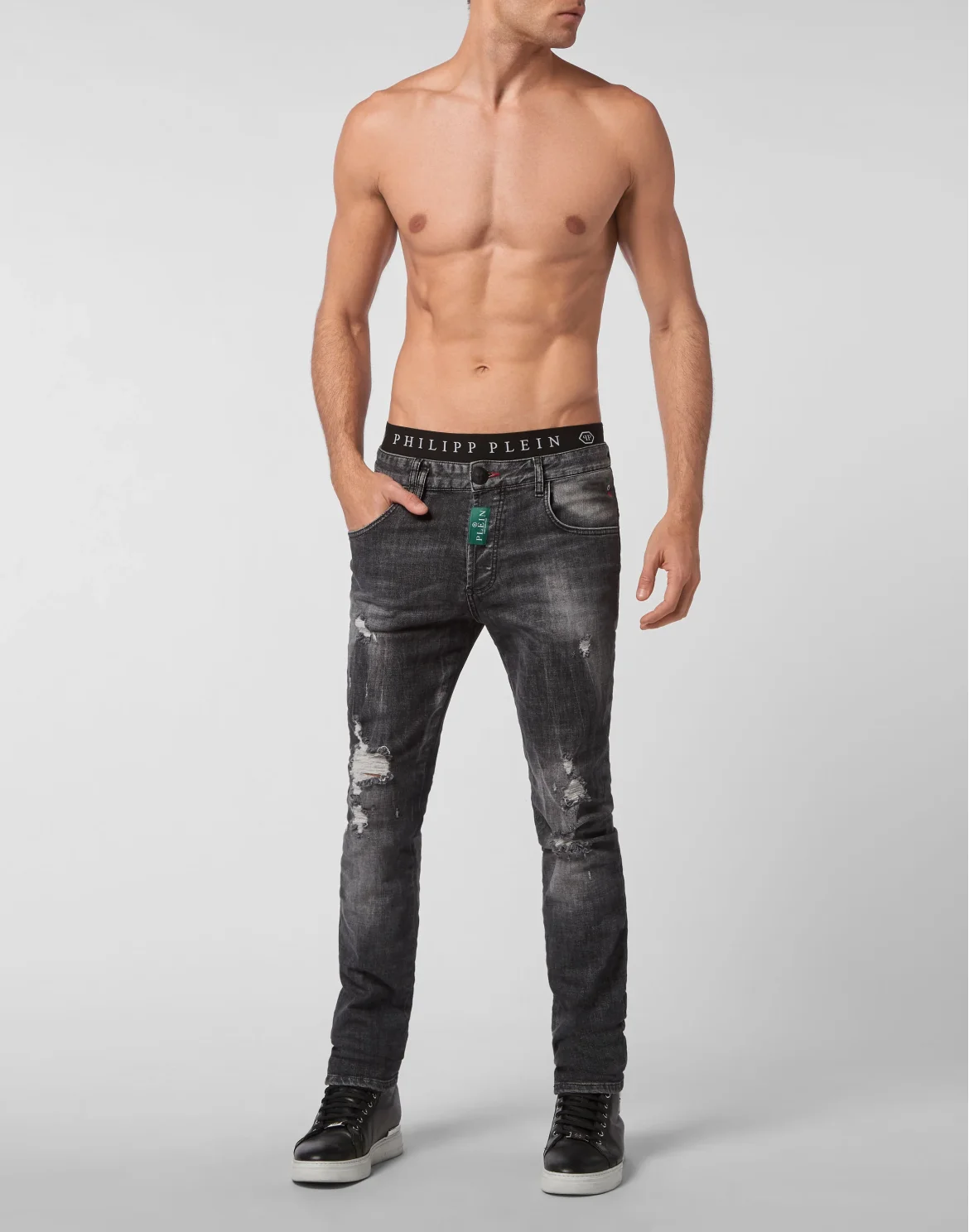 Denim Trousers Skinny Skull, цвет: Черный