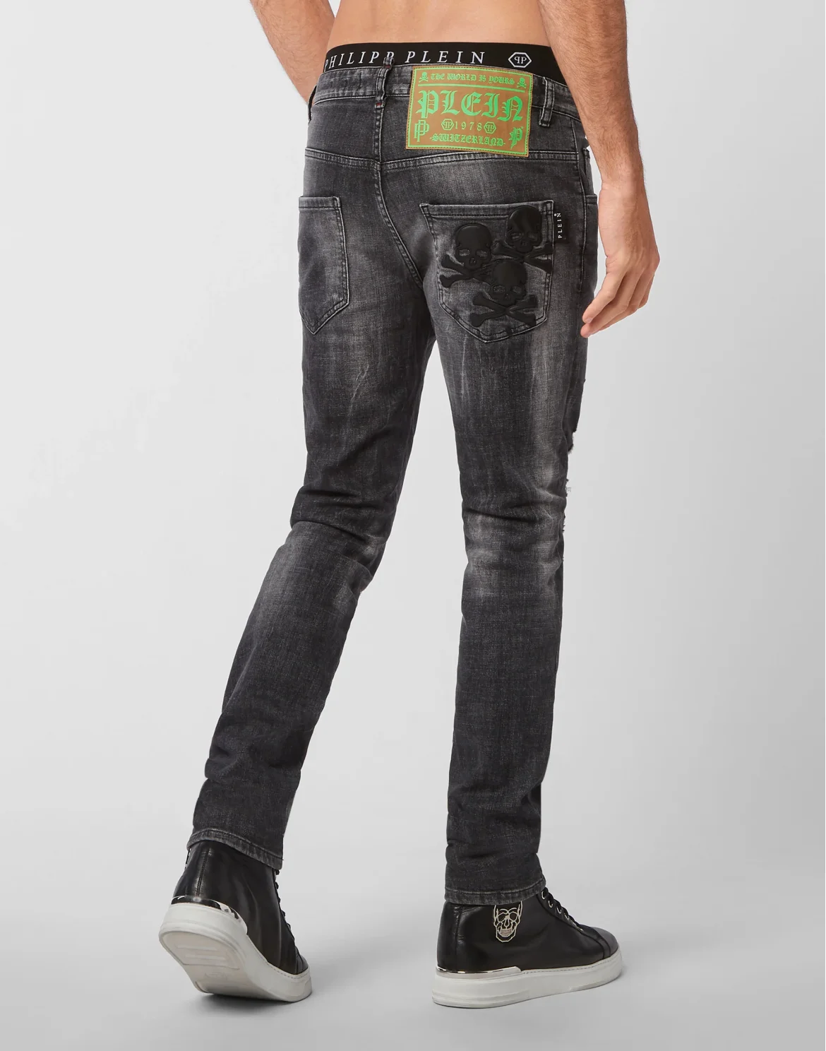Denim Trousers Skinny Skull, цвет: Черный