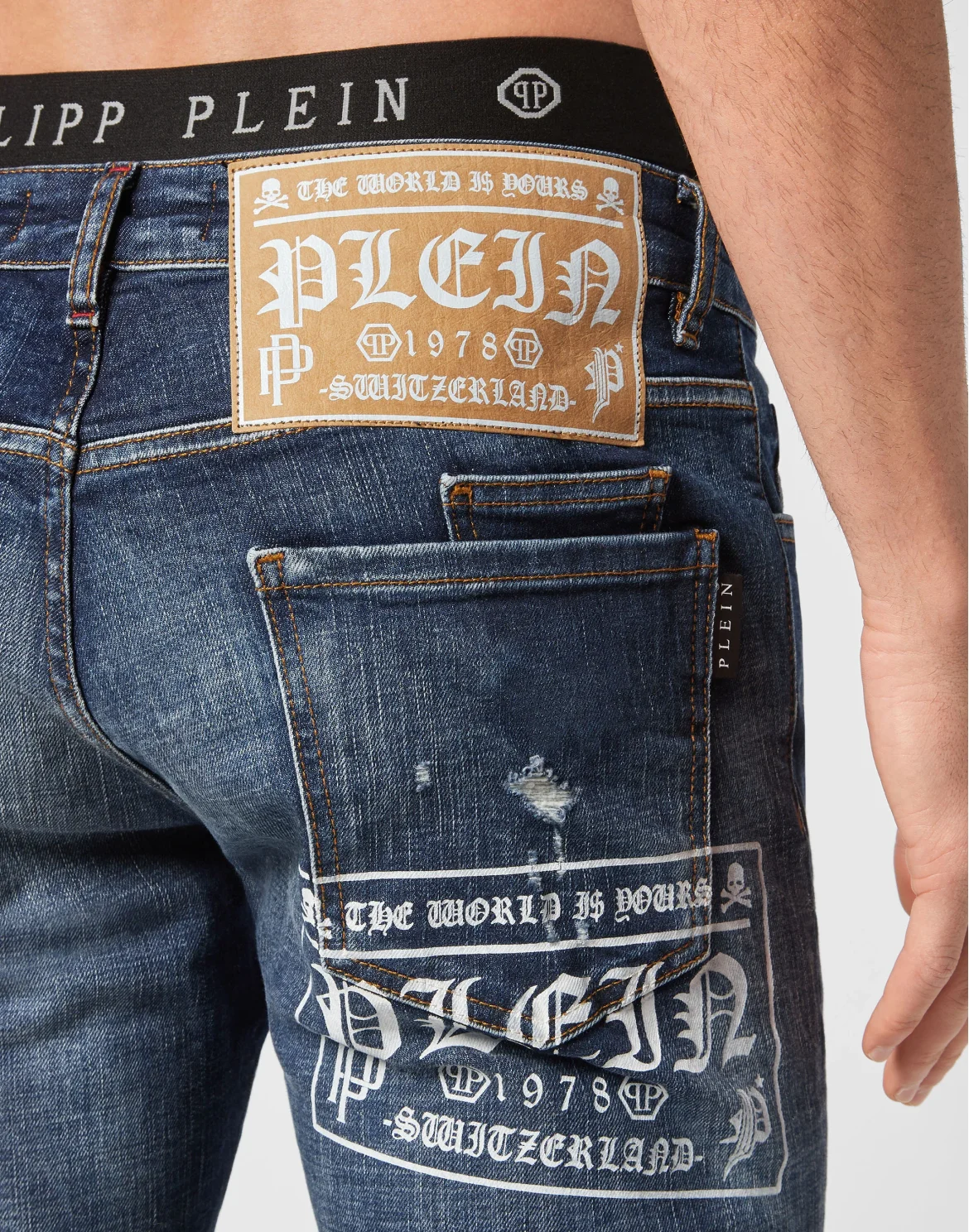 Denim Trousers Super Straight Cut Gothic Plein, цвет: Синий