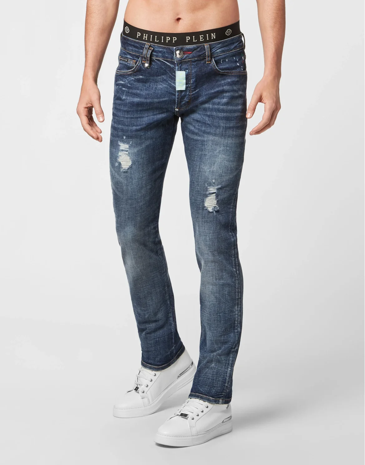 Denim Trousers Super Straight Cut Gothic Plein, цвет: Синий