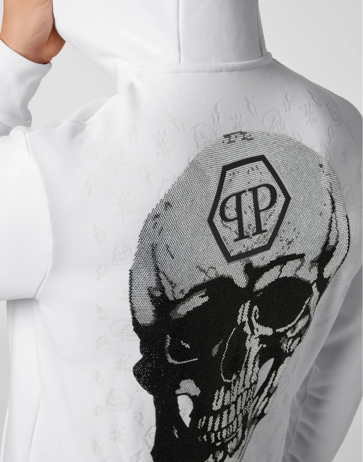 Hoodie Sweatjacket Skull and Plein, цвет: Белый