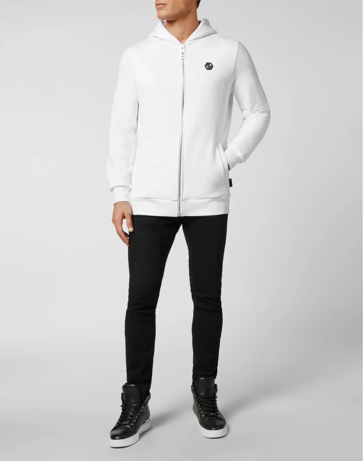 Hoodie Sweatjacket Skull and Plein, цвет: Белый