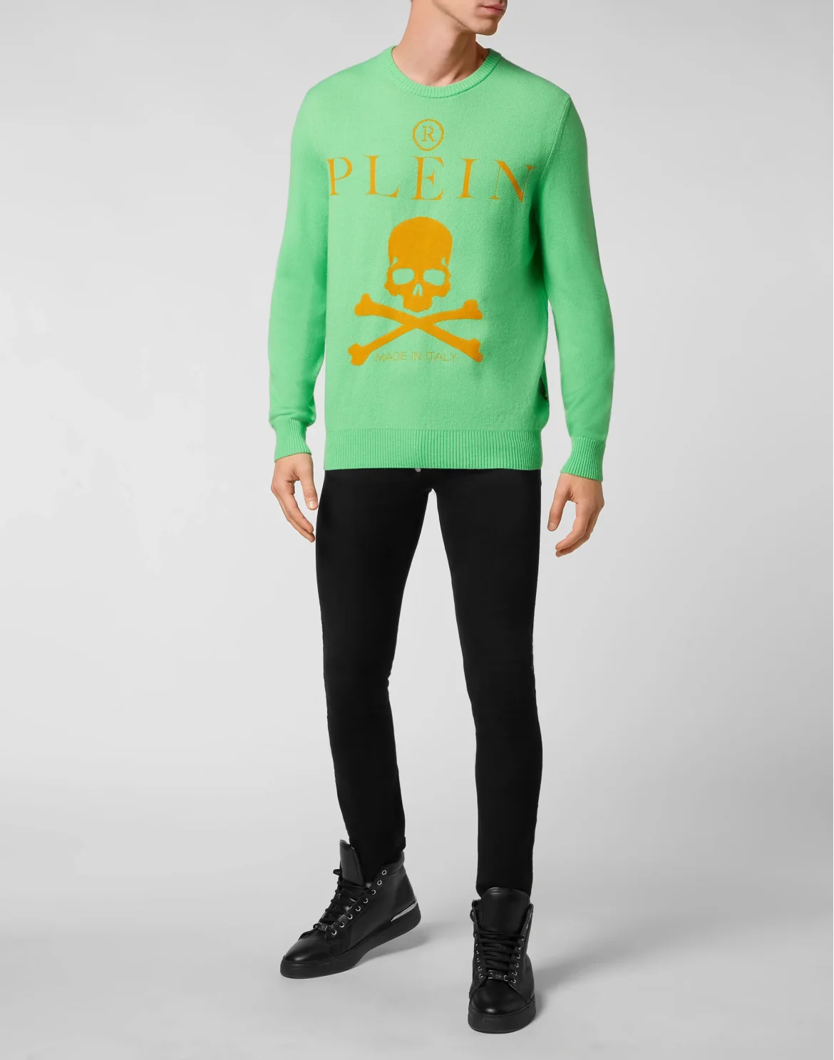 Cashmere Pullover Round Neck LS Skull and Plein, цвет: Зеленый