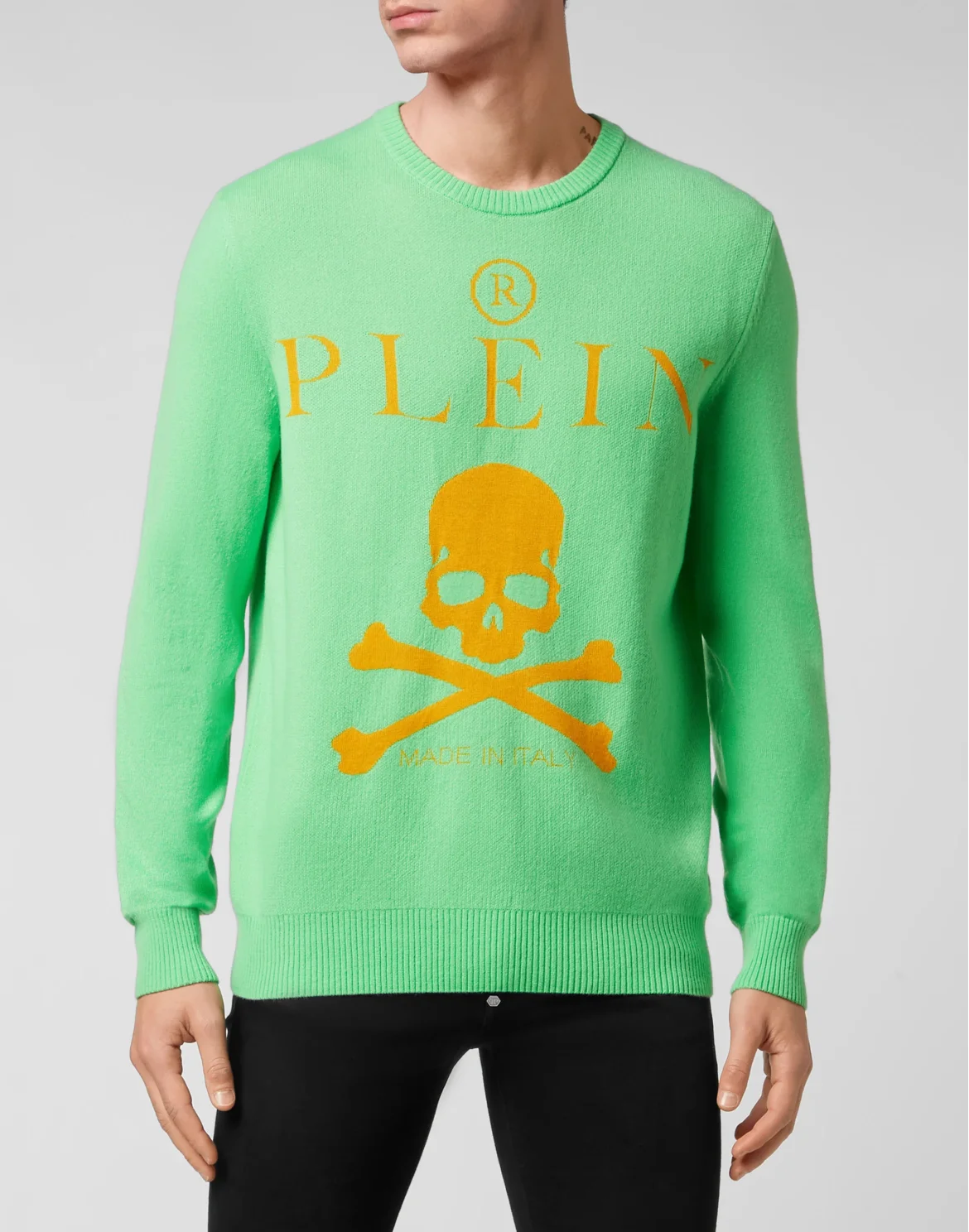 Cashmere Pullover Round Neck LS Skull and Plein, цвет: Зеленый