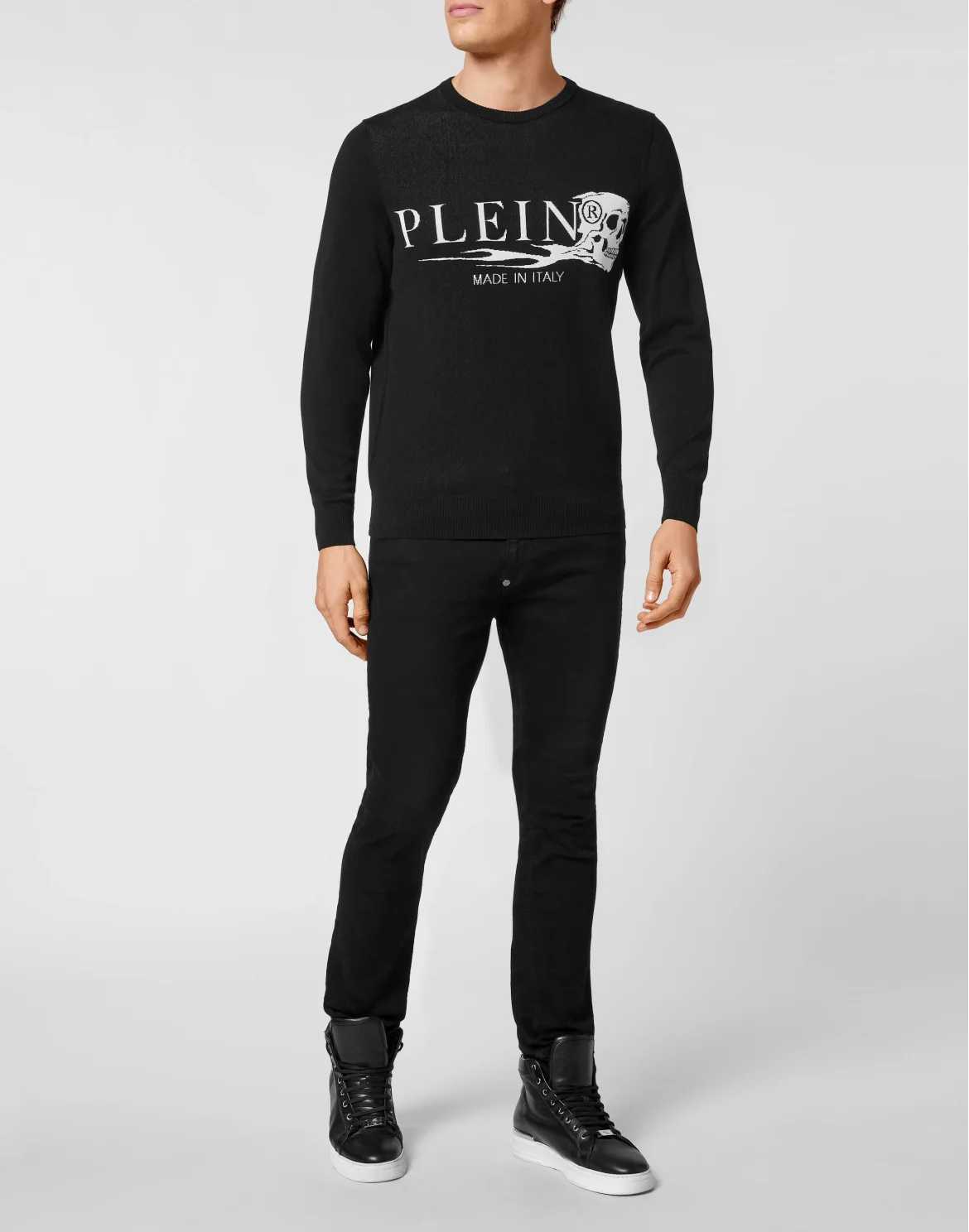 Pullover Round Neck LS Skull and Plein, цвет: Черный