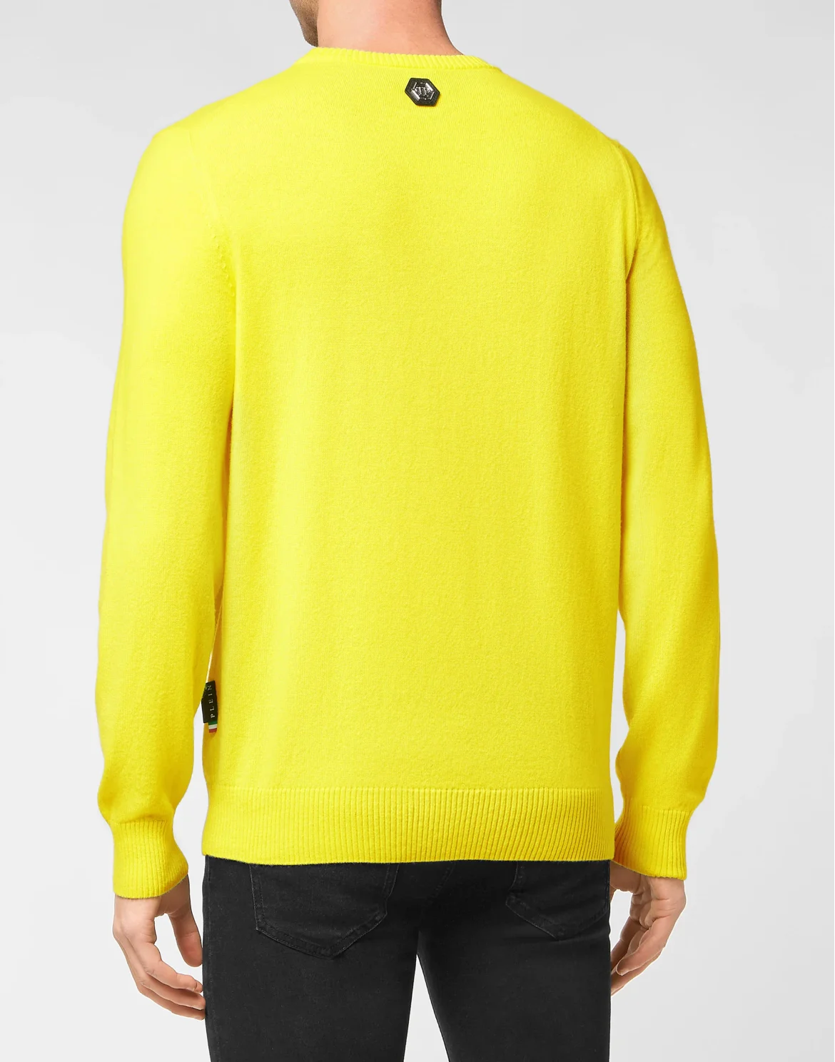 Cashmere Pullover Round Neck LS Iconic Plein with Crystals, цвет: Желтый