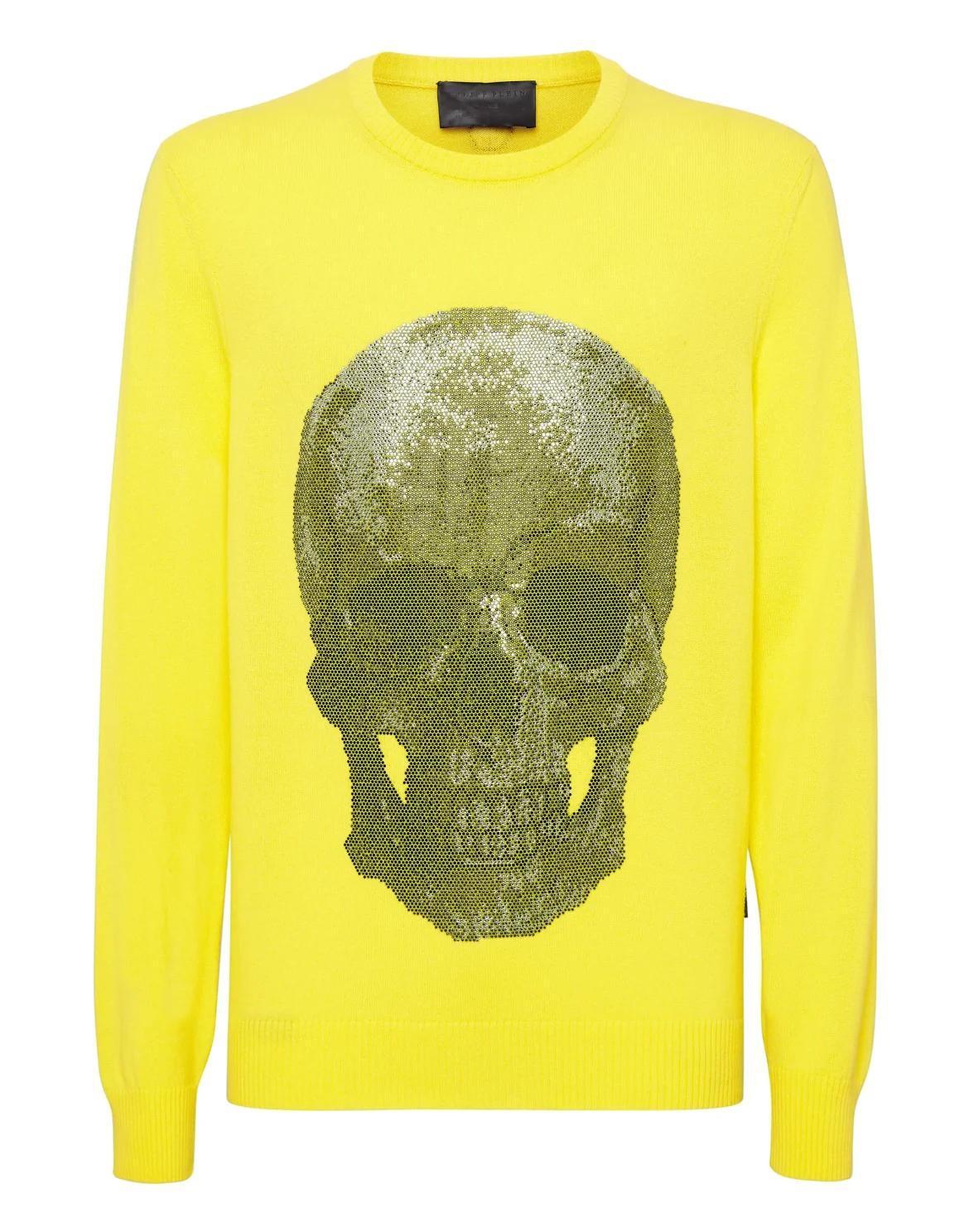 Cashmere Pullover Round Neck LS Iconic Plein with Crystals, цвет: Желтый