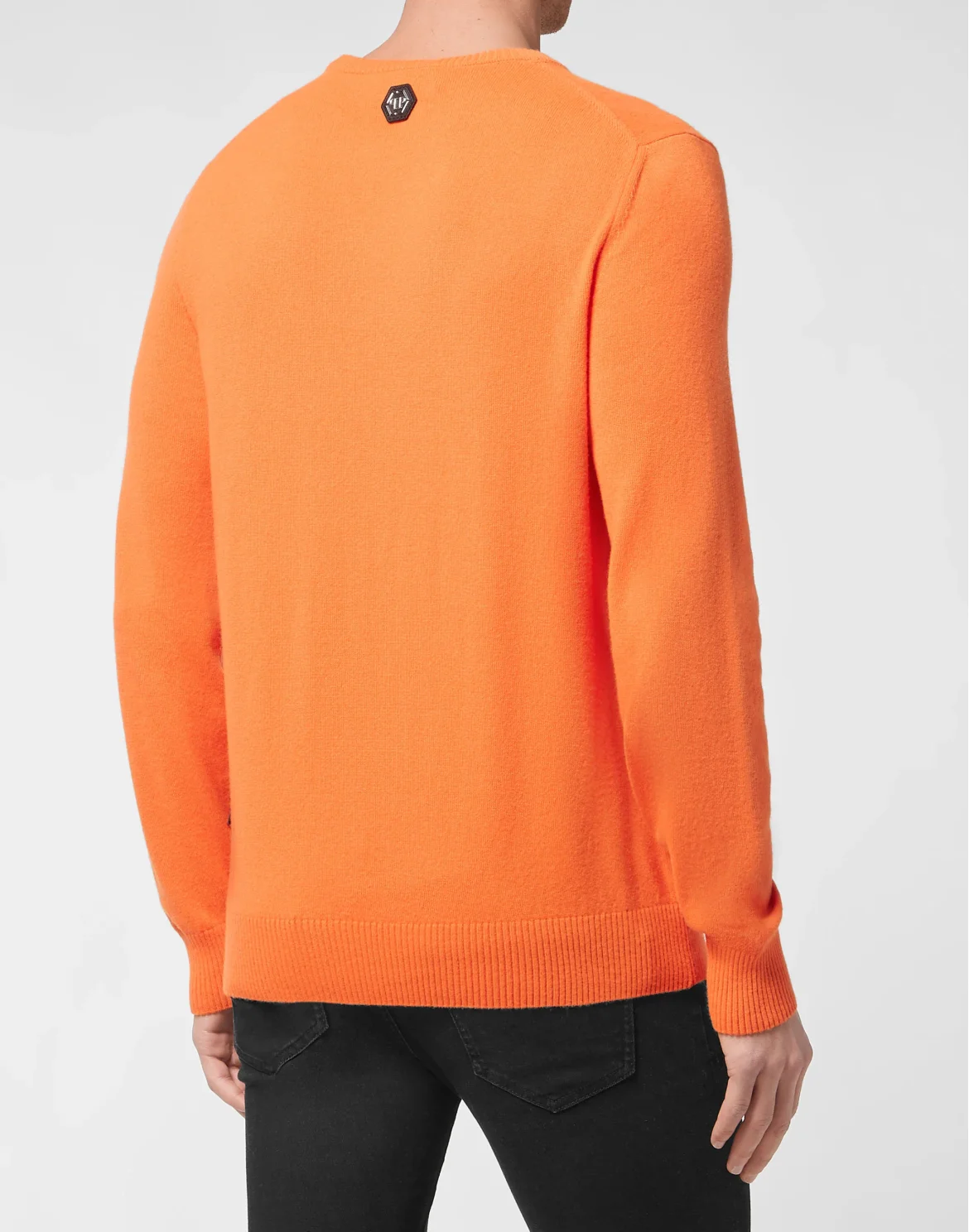 Cashmere Pullover Round Neck LS Iconic Plein with Crystals, цвет: Оранжевый