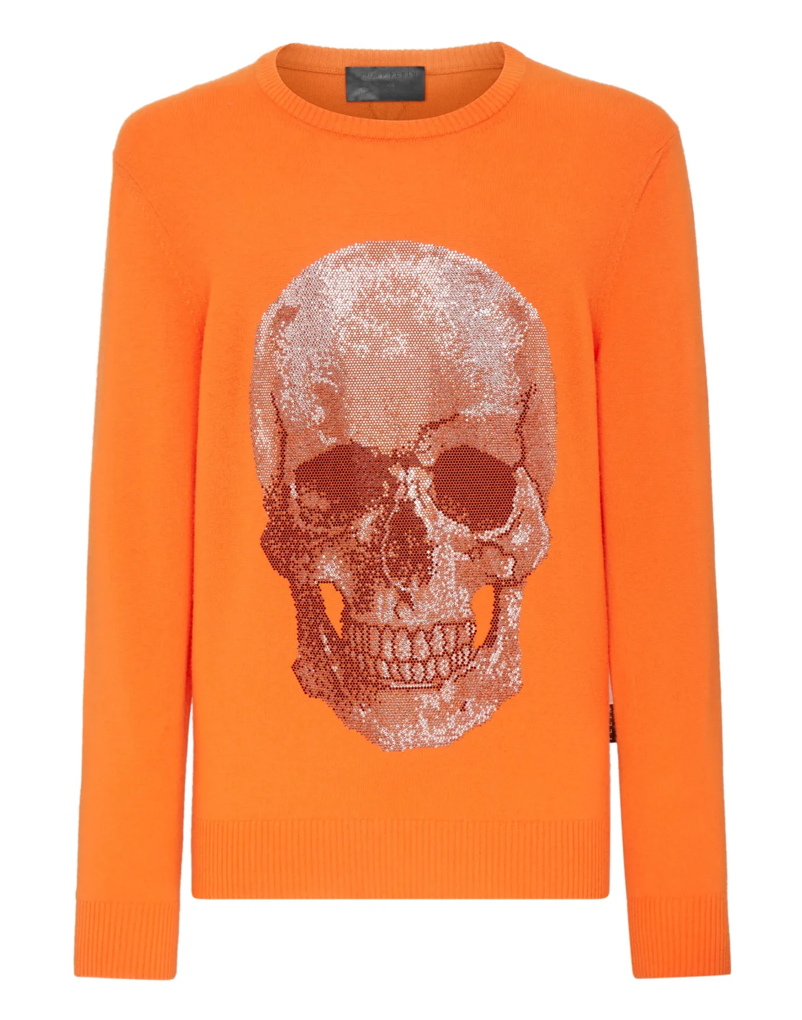 Cashmere Pullover Round Neck LS Iconic Plein with Crystals, цвет: Оранжевый