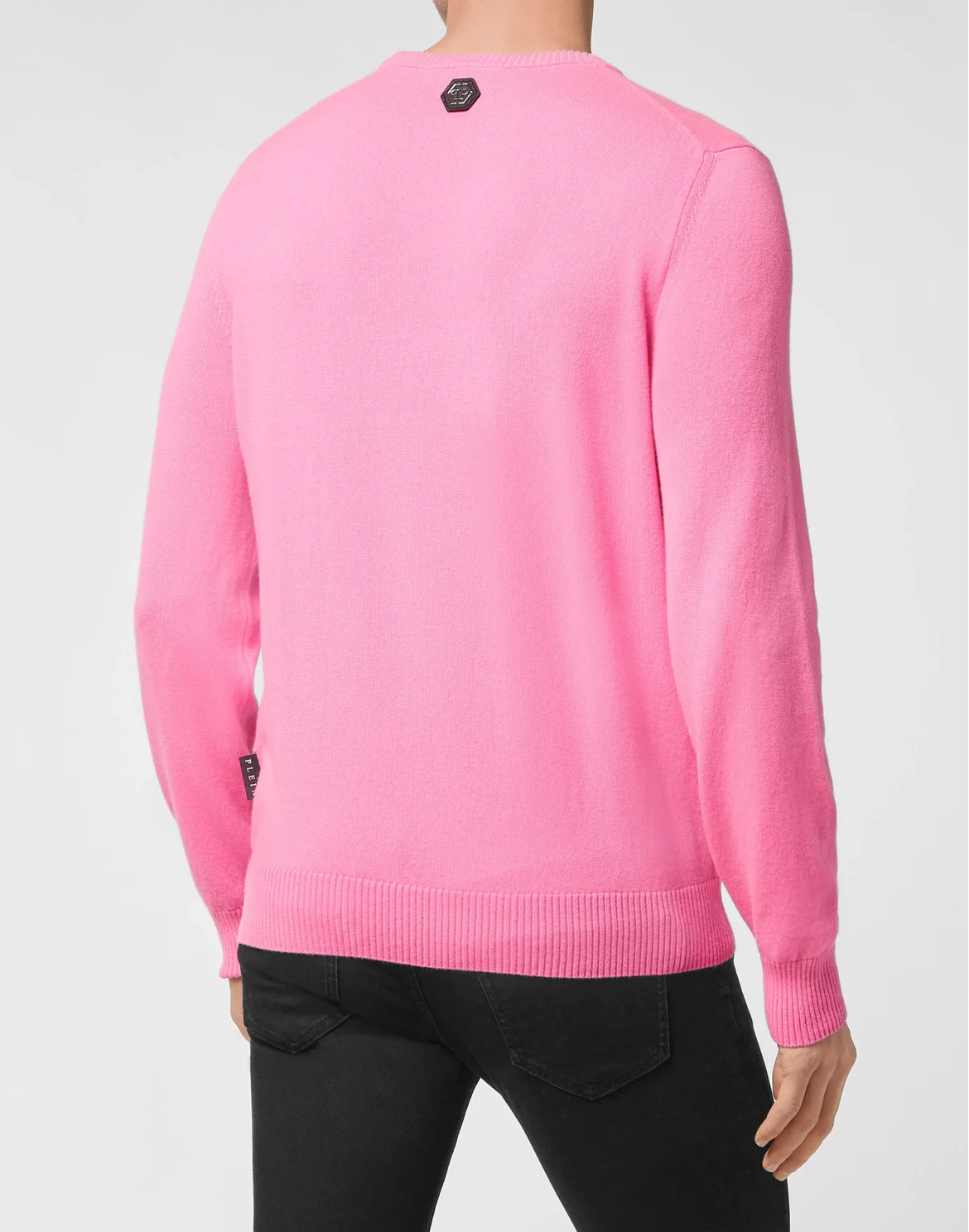 Cashmere Pullover Round Neck LS Iconic Plein with Crystals, цвет: Розовый