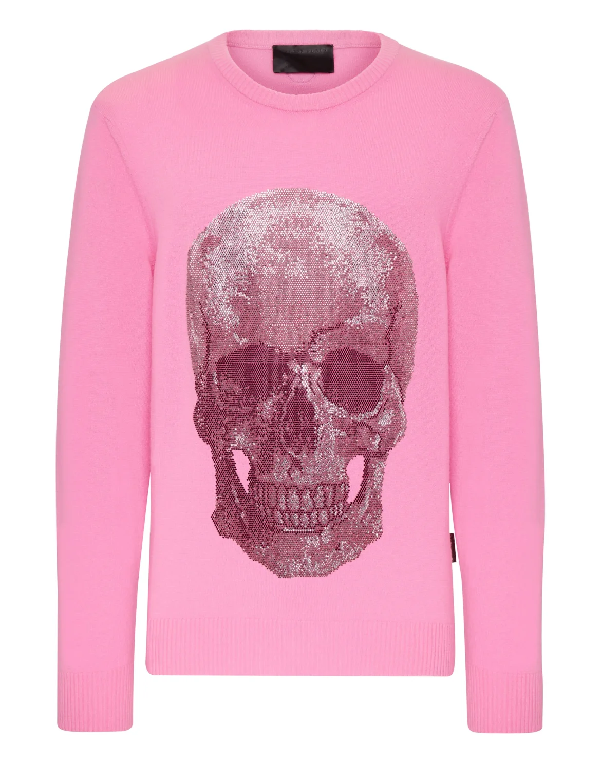 Cashmere Pullover Round Neck LS Iconic Plein with Crystals, цвет: Розовый