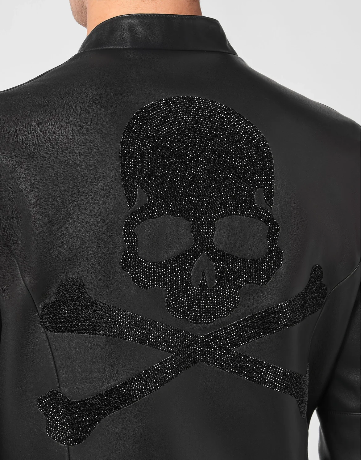 Leather Biker Jacket Crystal Skull, цвет: Черный