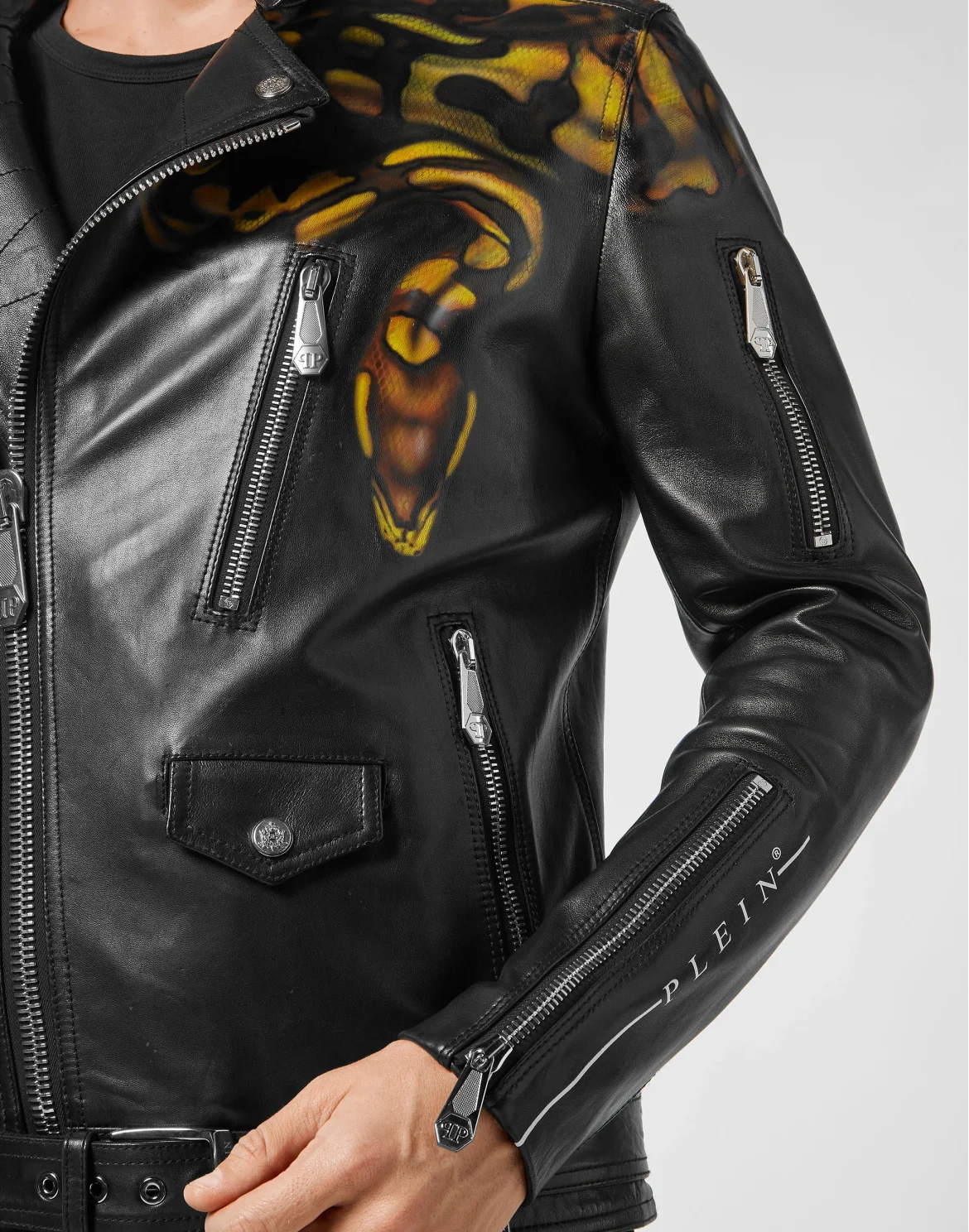 Leather Biker Golden Eagle, цвет: Черный