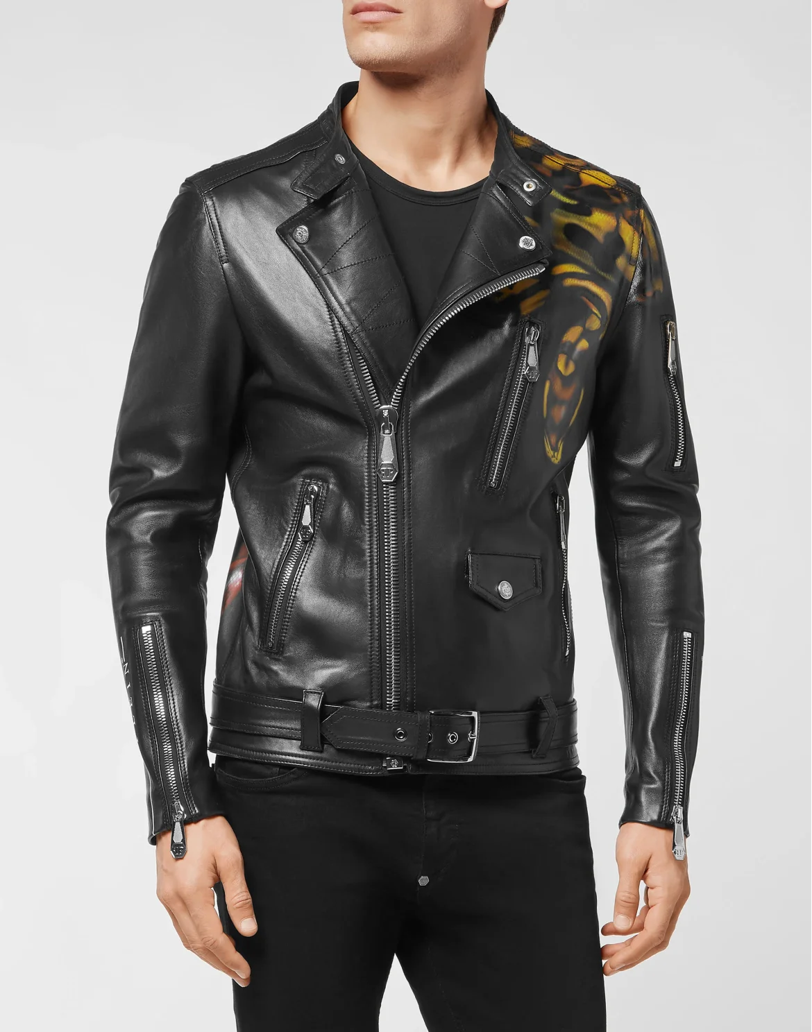 Leather Biker Golden Eagle, цвет: Черный