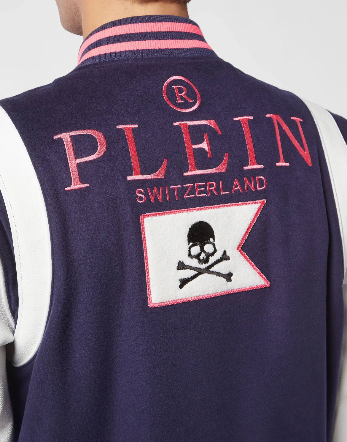 College Jacket Deer Leather Sleeves Patches, цвет: Синий