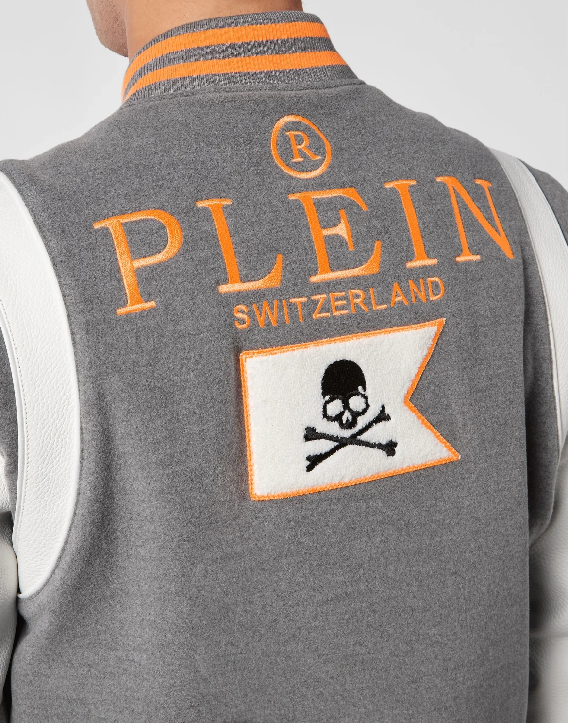College Jacket Deer Leather Sleeves Patches, цвет: Серый