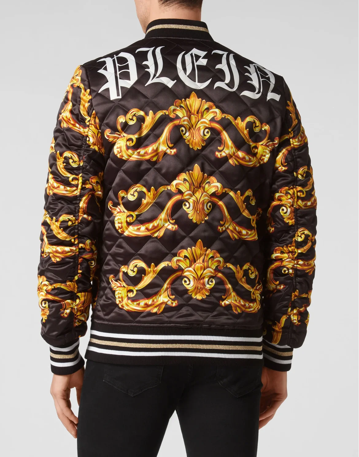 REVERSIBLE  BAROQUE SILK  BOMBER, цвет: Черный