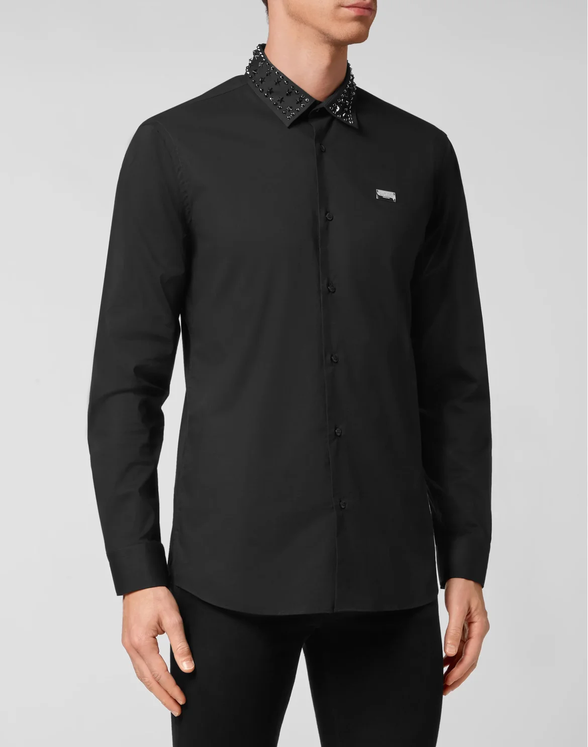 Cotton Shirt Playboy Cut LS Studs, цвет: Черный