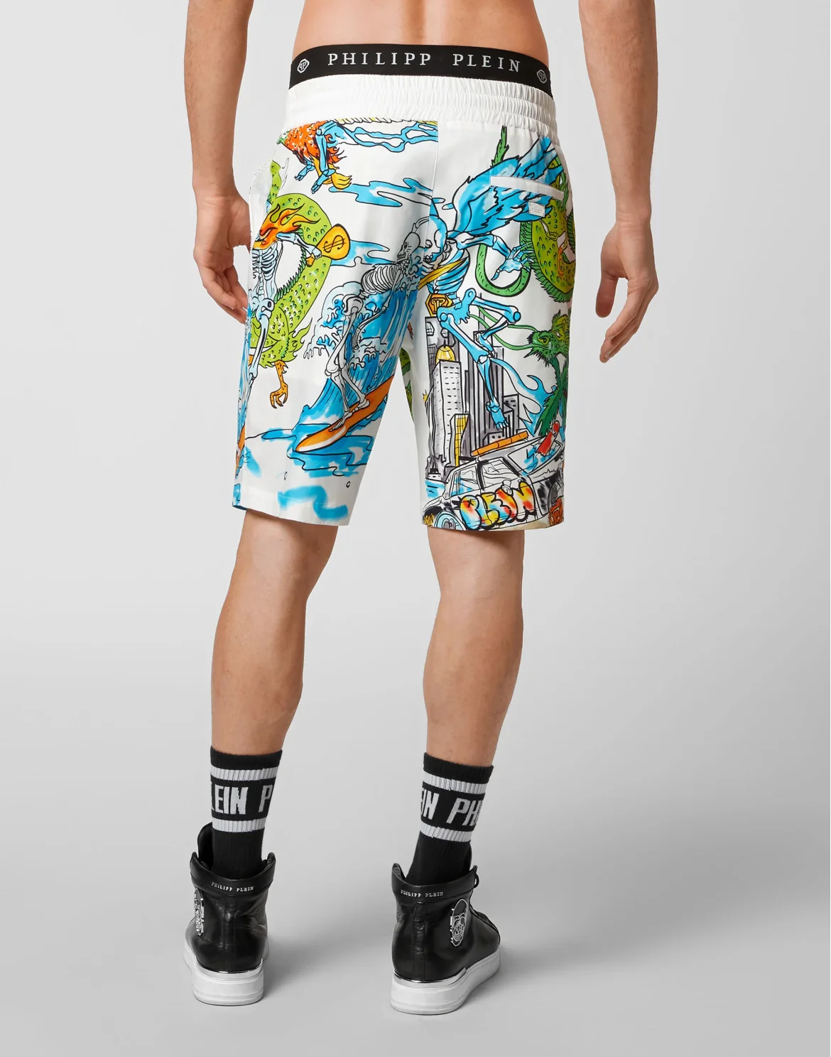 Cotton Short Trousers Skeleton tattoo, цвет: Белый
