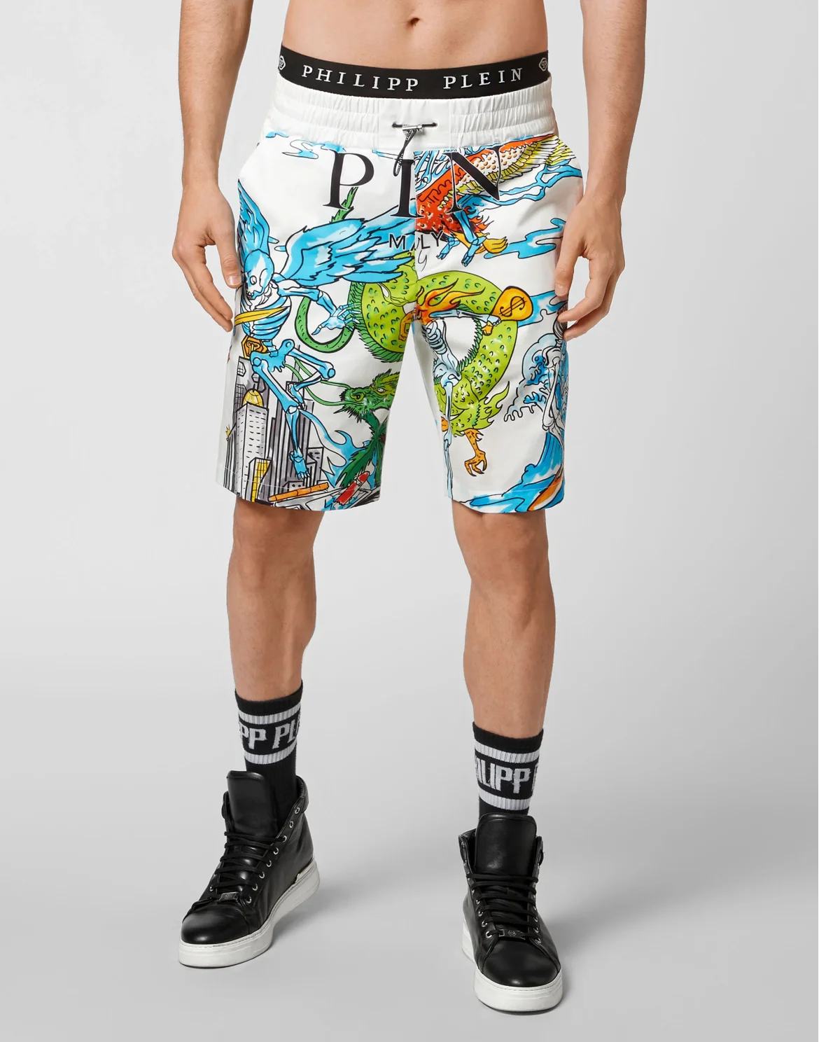Cotton Short Trousers Skeleton tattoo, цвет: Белый