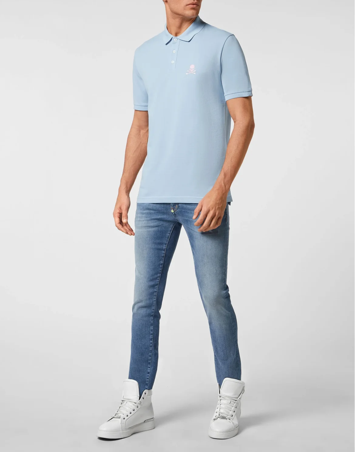 Slim Fit Polo shirt SS Skull, цвет: Голубой