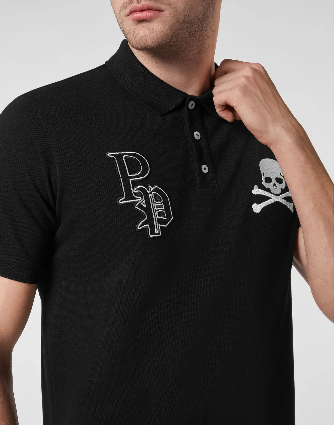 Slim Fit Polo shirt SS Skull and Plein, цвет: Черный