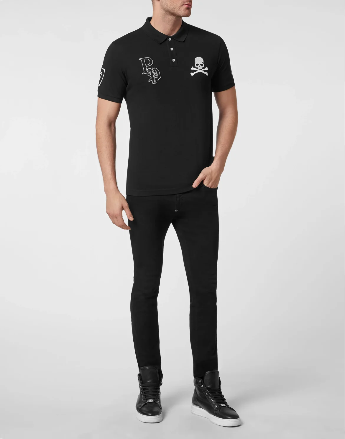 Slim Fit Polo shirt SS Skull and Plein, цвет: Черный