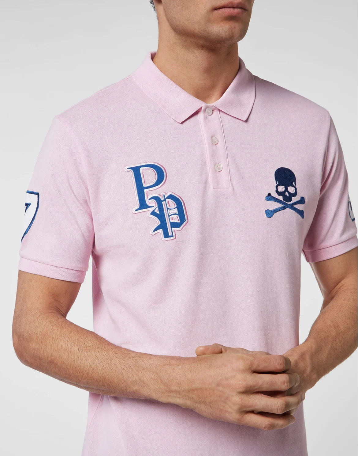 Slim Fit Polo shirt SS Skull and Plein, цвет: Розовый