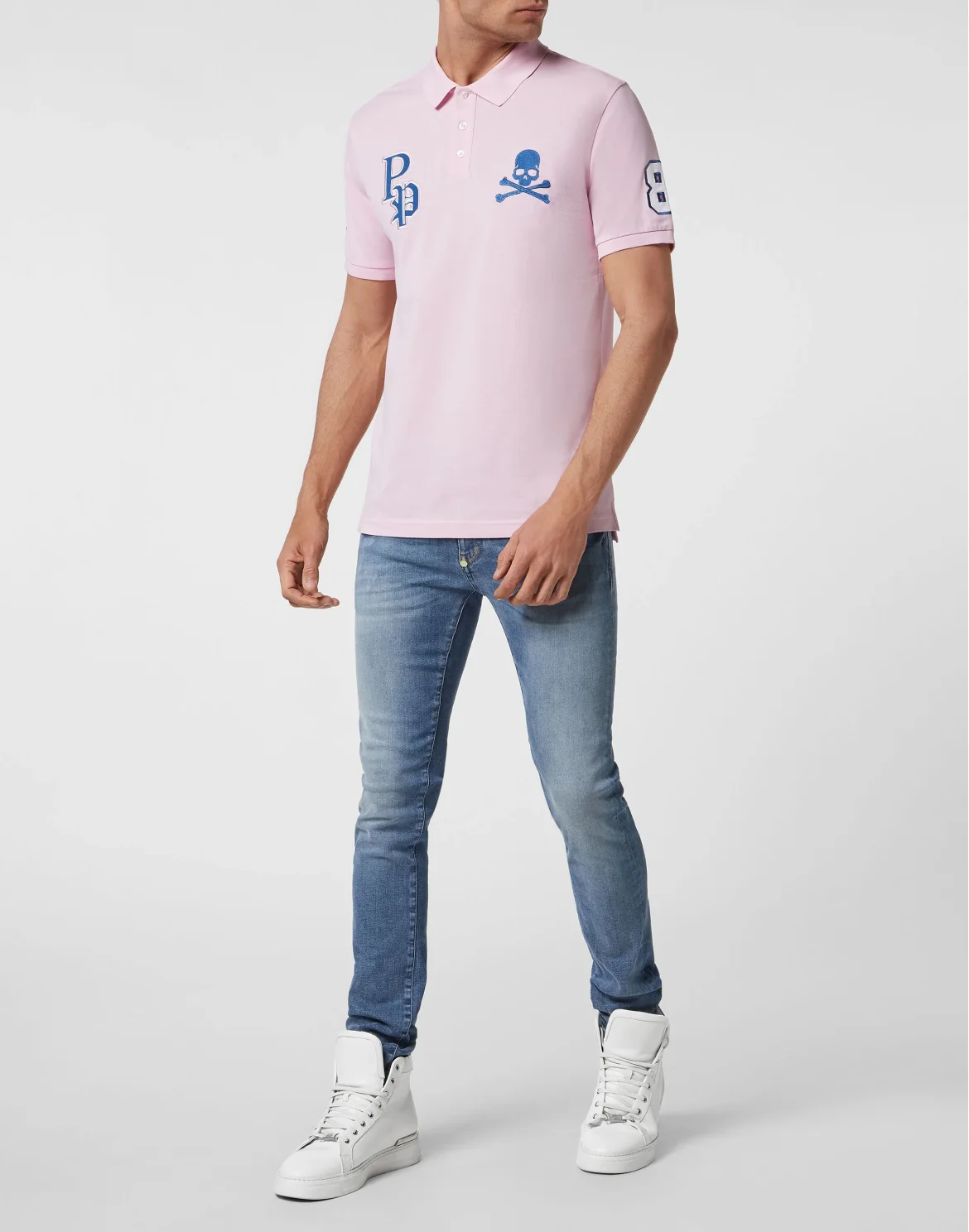 Slim Fit Polo shirt SS Skull and Plein, цвет: Розовый