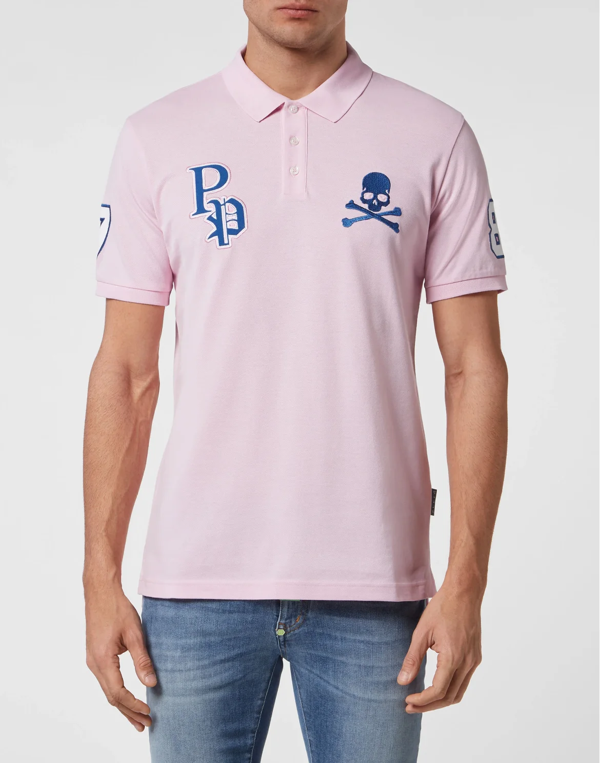 Slim Fit Polo shirt SS Skull and Plein, цвет: Розовый