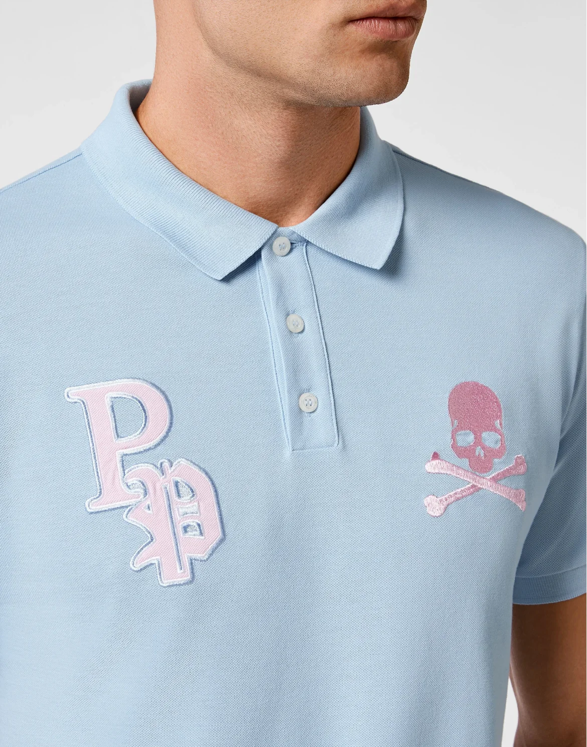 Slim Fit Polo shirt SS Skull and Plein, цвет: Голубой