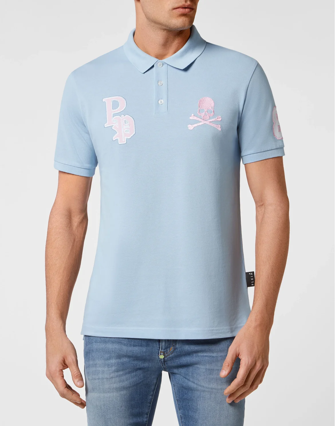 Slim Fit Polo shirt SS Skull and Plein, цвет: Голубой