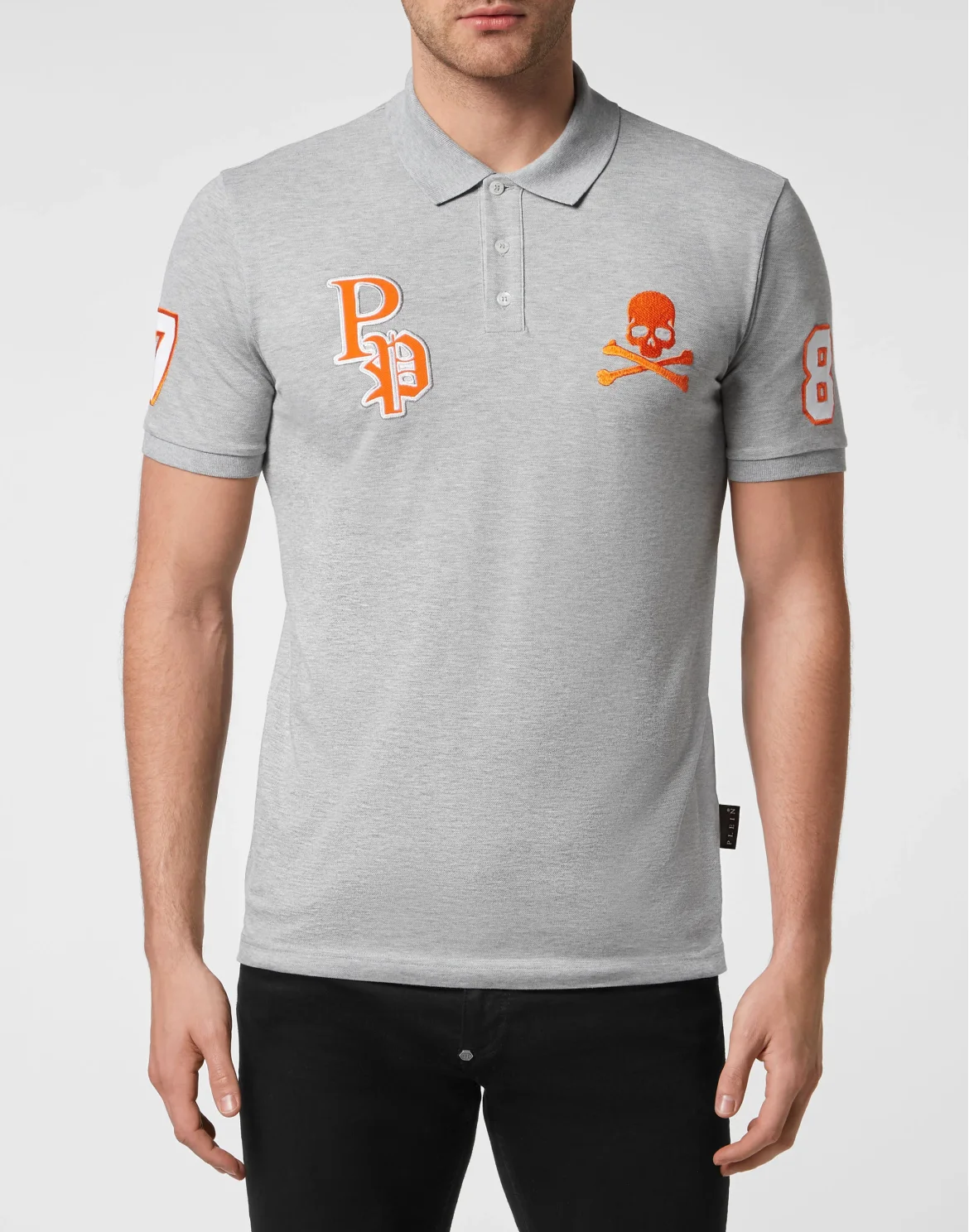 Slim Fit Polo shirt SS Skull and Plein, цвет: Серый
